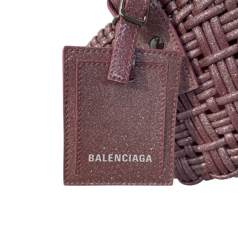 BALENCIAGA/Cross Body Bag/Glitter/PNK/XXS BISTRO BASKET