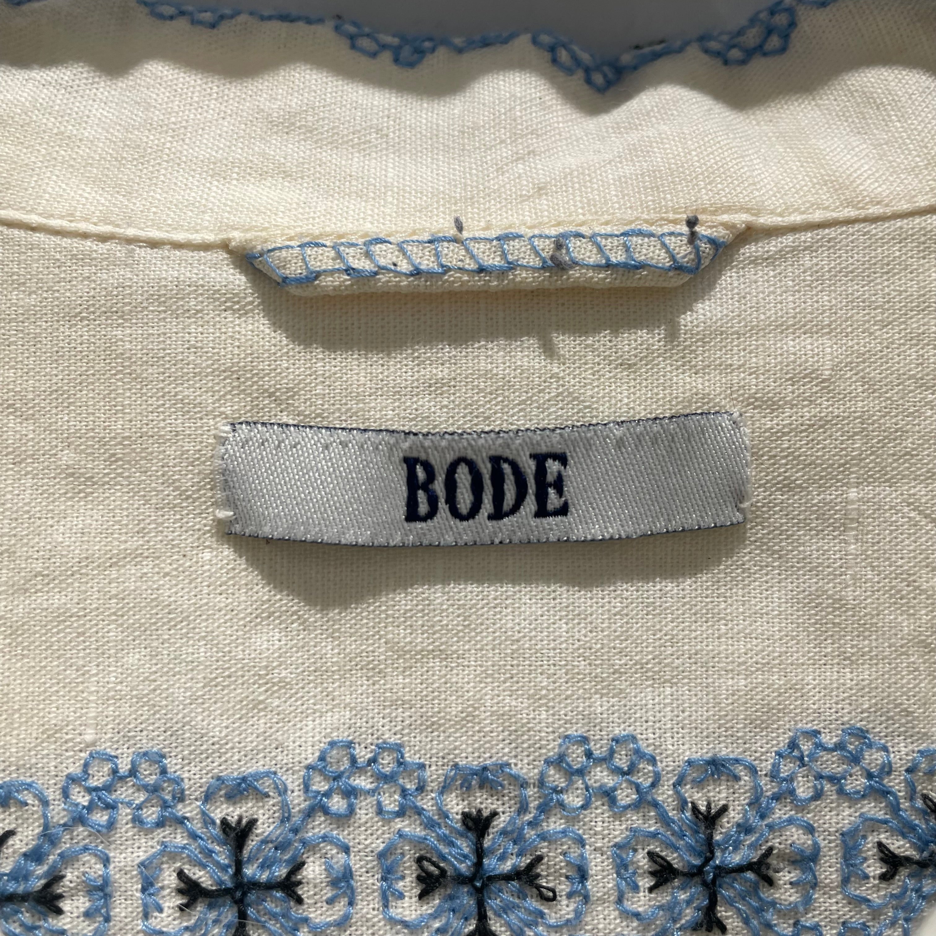 BODE/SS Shirt/S/Linen/CRM/Graphic/Twin Birds Embroidered Mosaic view 4