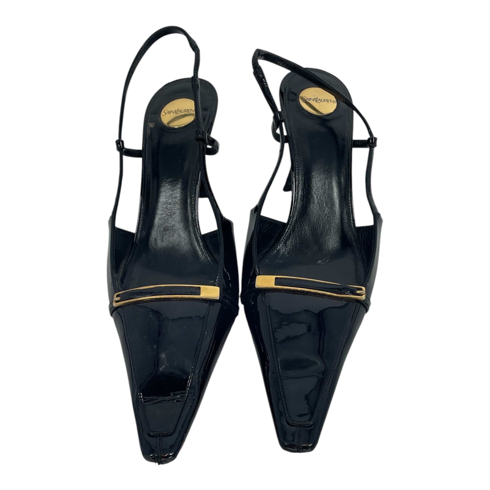 SAINT LAURENT/Heels/EU 41/Leather/BLK/THIN BUCKLE POINTED view 3