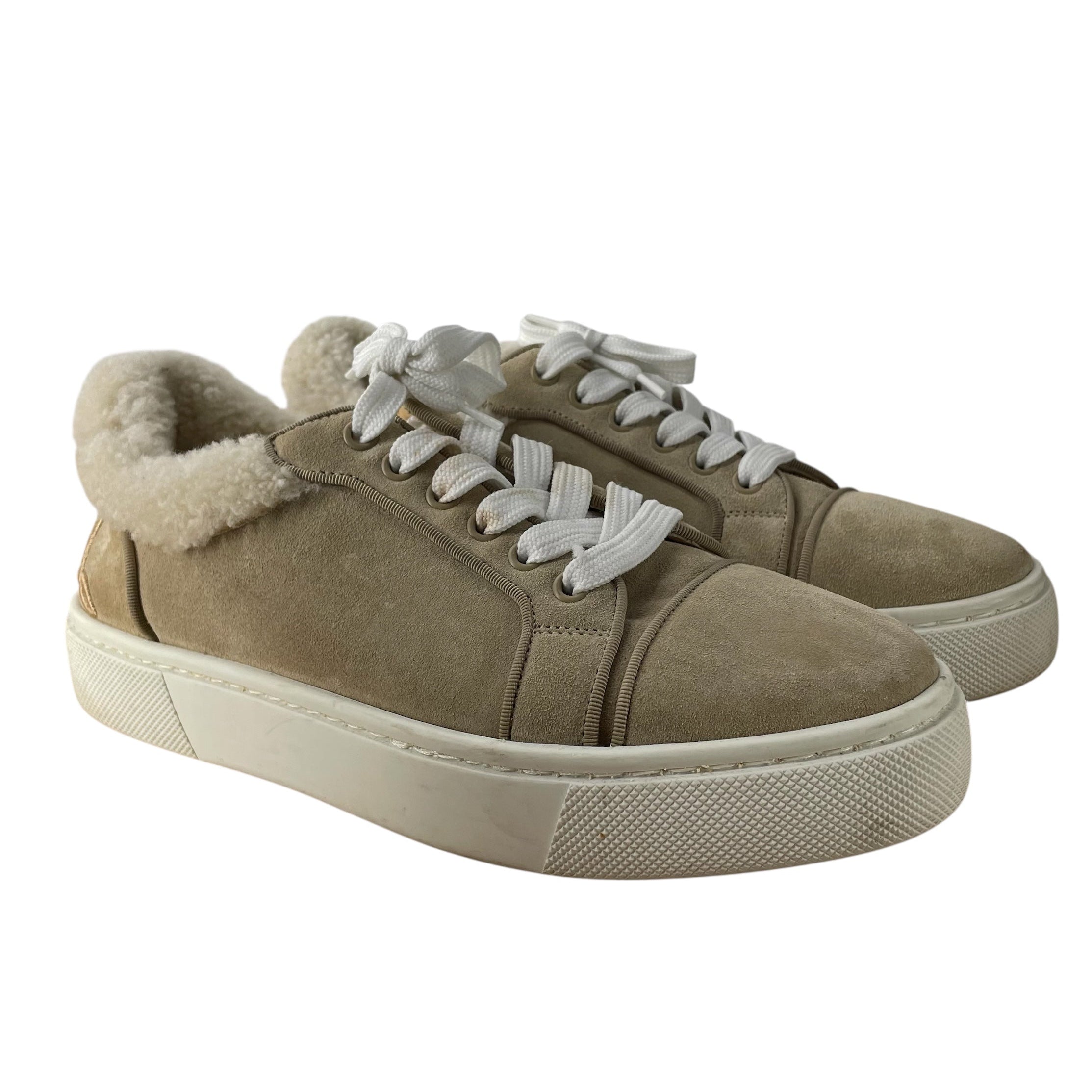 Christian Louboutin/Low-Sneakers/EU 39/Cotton/BEG/vierissima shearling view 1