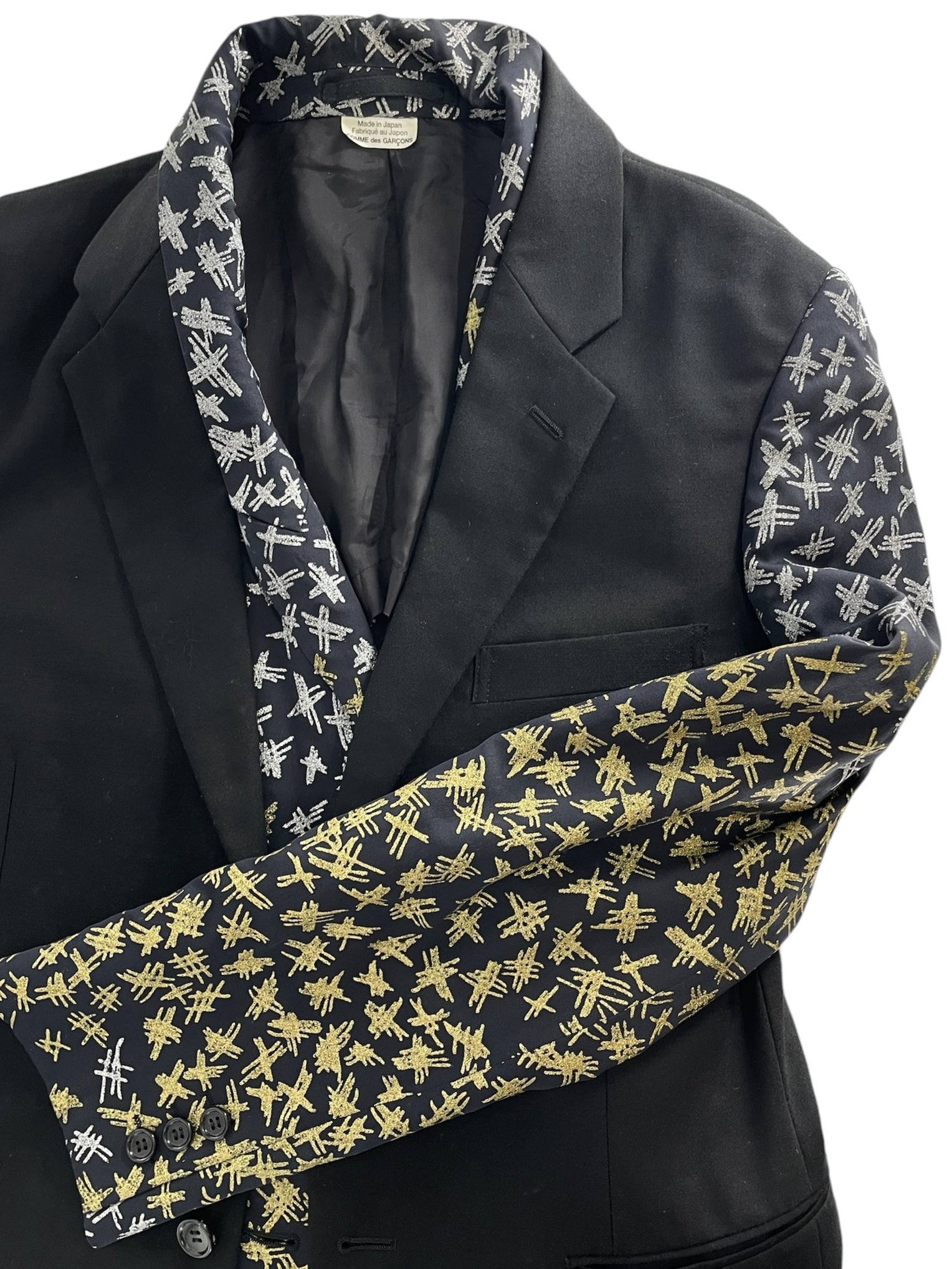 COMME des GARCONS HOMME PLUS/Jacket/M/Nylon/BLK/All Over Print/DBL LAYER HASHTAG PRINT COAT view 5