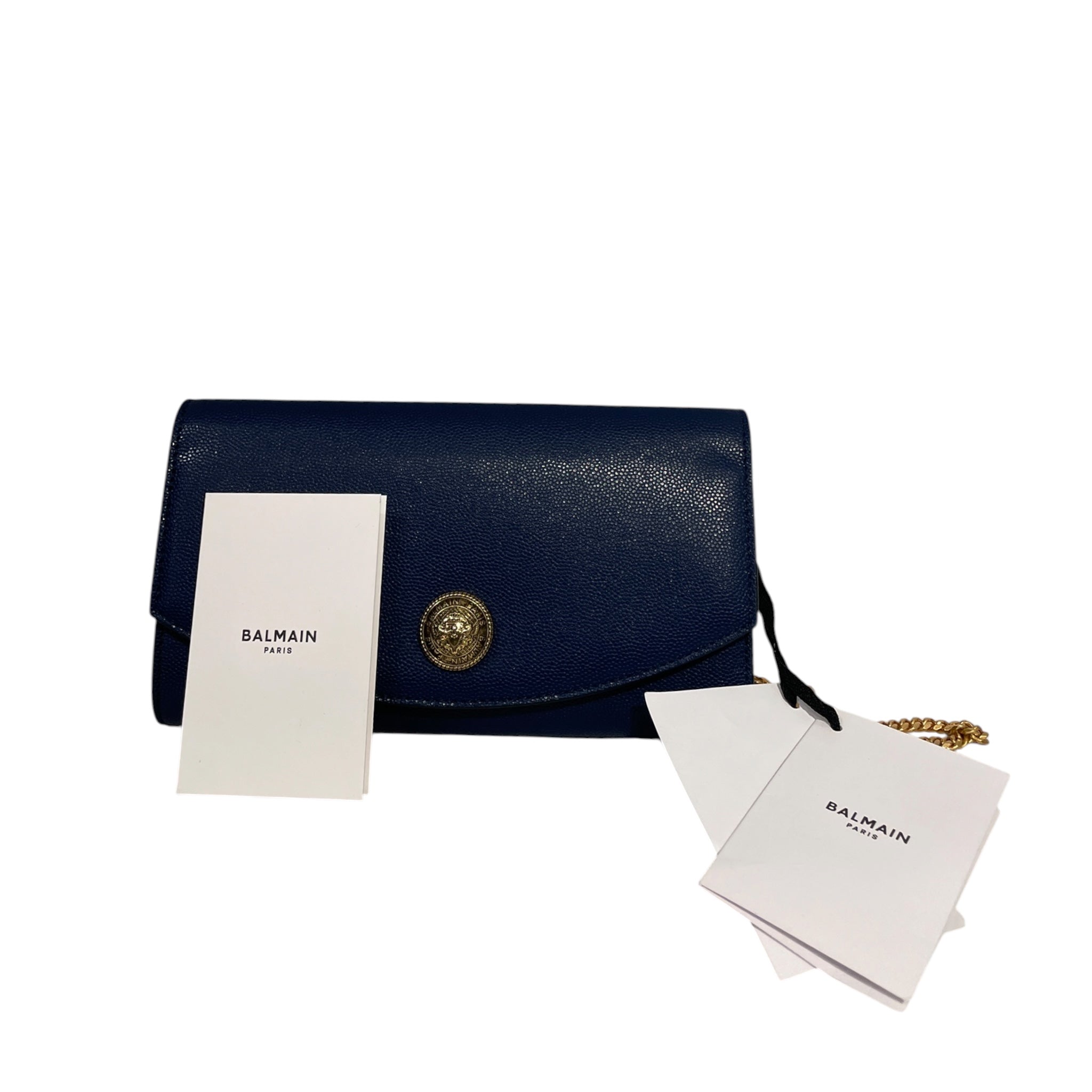 BALMAIN/Cross Body Bag/Leather/NVY/GOLD HARDWARE view 1