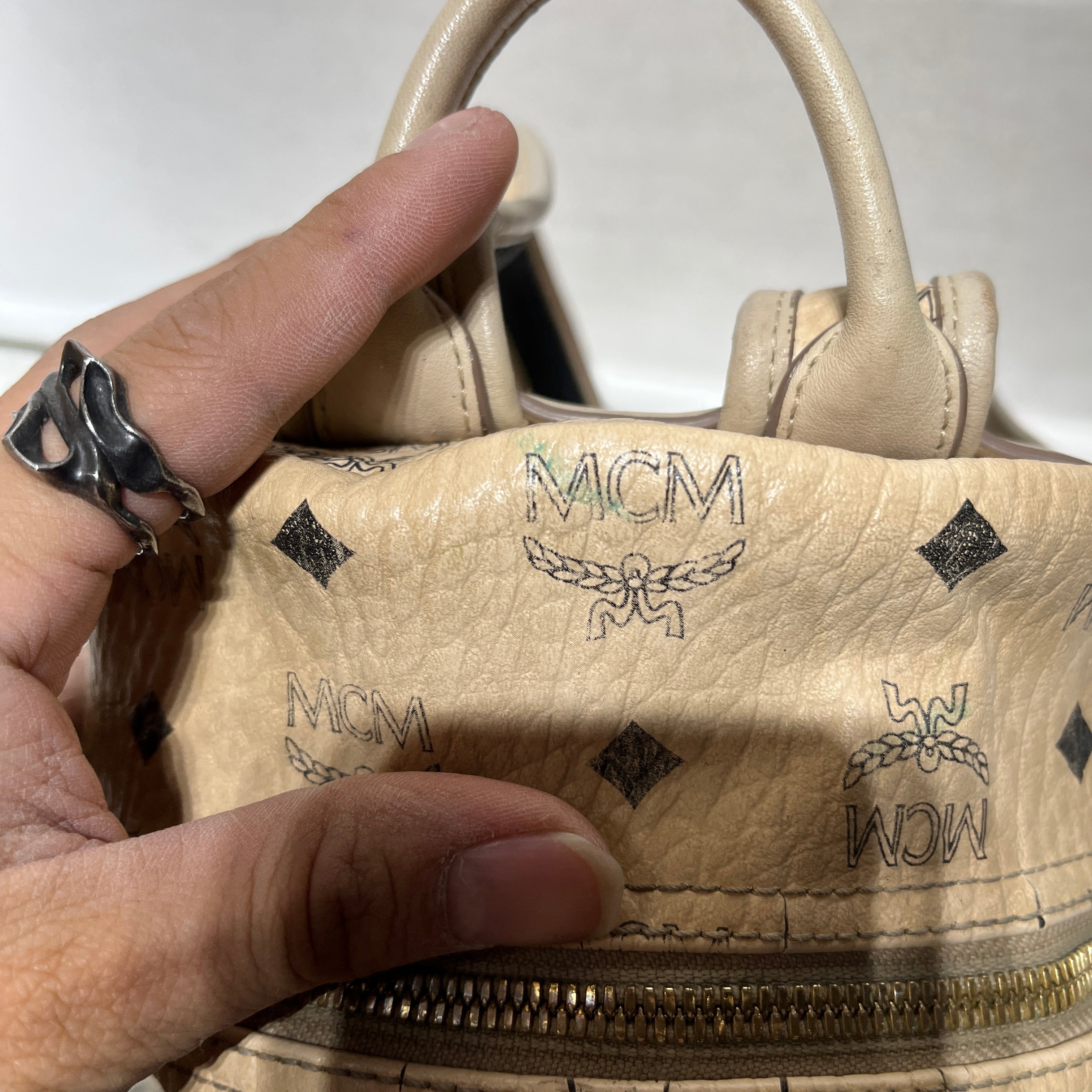 MCM/Backpack/Monogram/Leather/BEG/MINI STUDDED view 8
