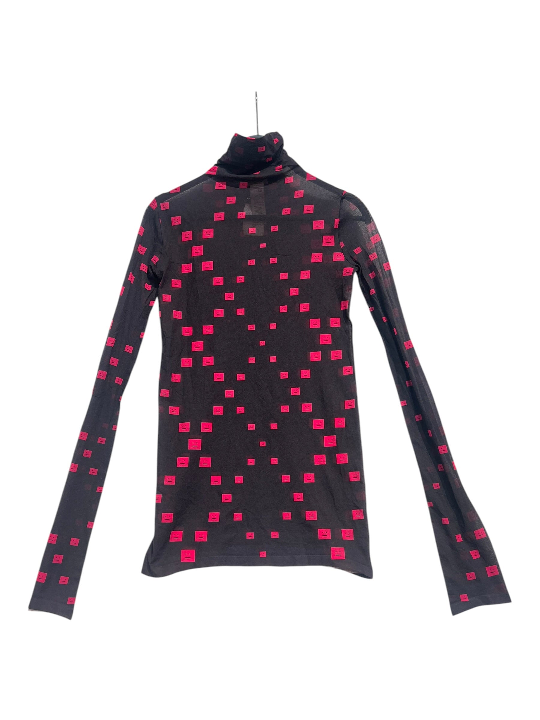 Acne Studios/LS T-Shirt/XS/Monogram/Nylon/BLK/MESH PINK ROBOT PATTERN view 2