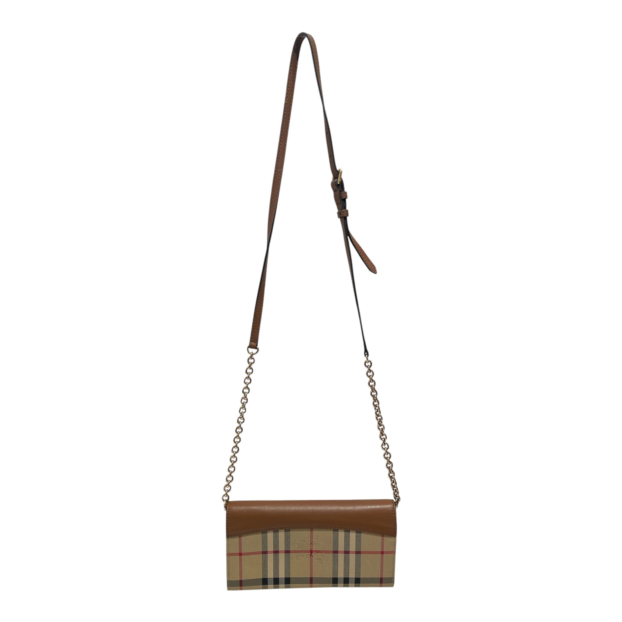 BURBERRY/Cross Body Bag/Plaid/Leather/BRW/Wallet On Chain Bag view 2
