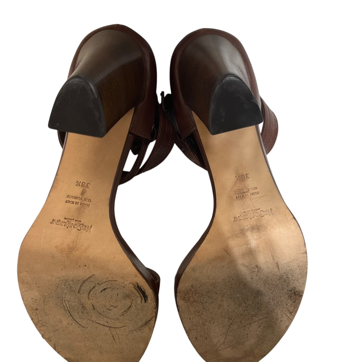 YVES SAINT LAURENT/Heels/US 7/Leather/BRW/EYELET STRAP view 4
