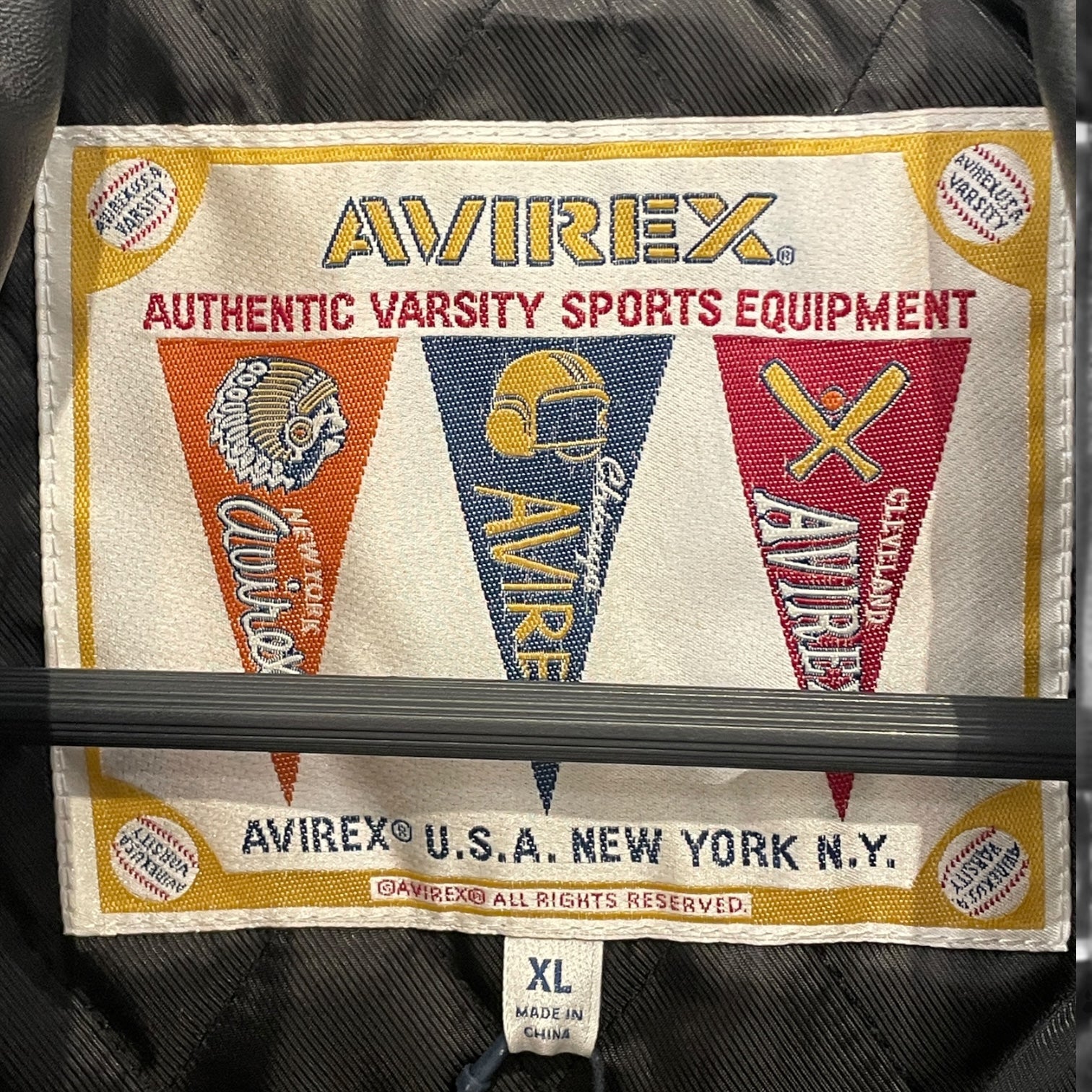 AVIREX/Leather Jkt/XL/Leather/BLK/WHT Sleeves & Bck Graphics view 4