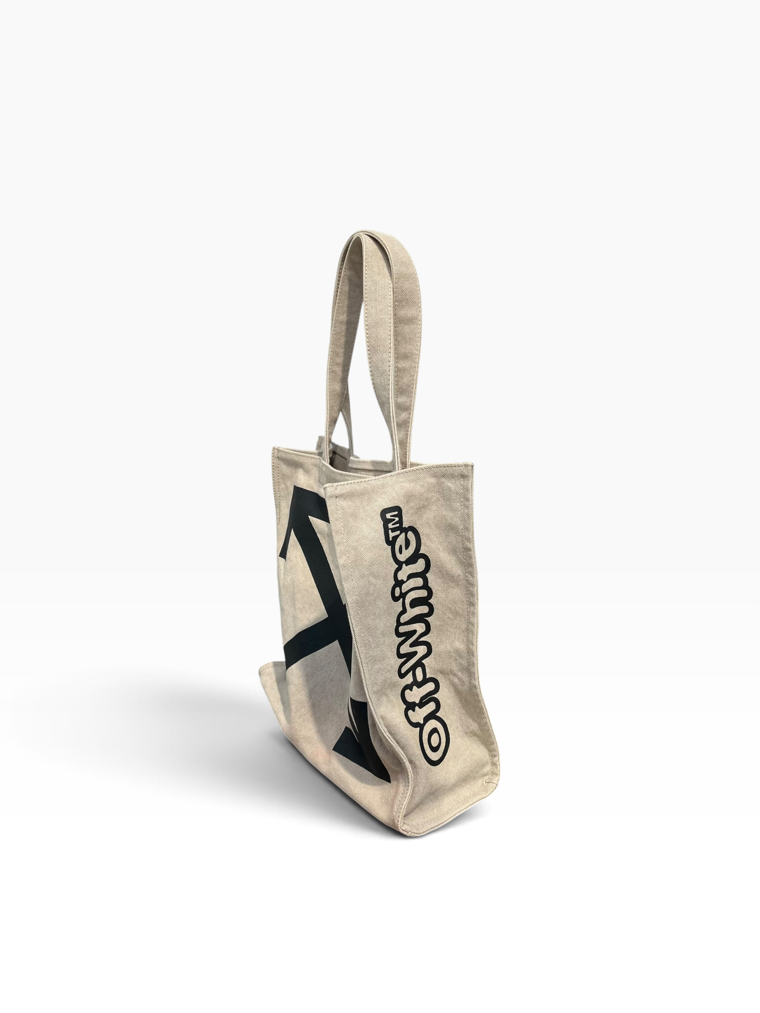 OFF-WHITE/Tote Bag/Cotton/BEG/CANVAS TOTE BLACK LOGOS view 3