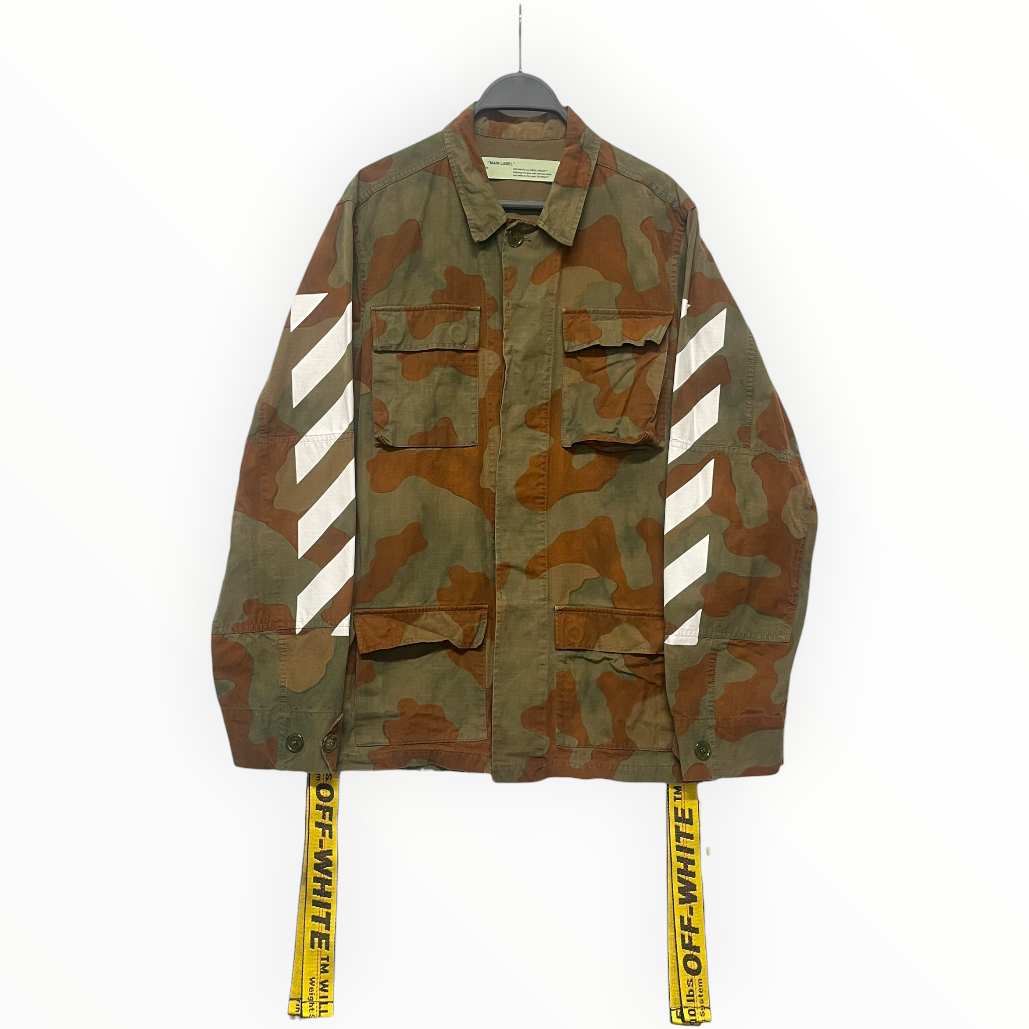 OFF-WHITE/Jacket/S/Cotton/GRN/Camouflage/WHT LOGO BACK/STRAP DETAIL view 1