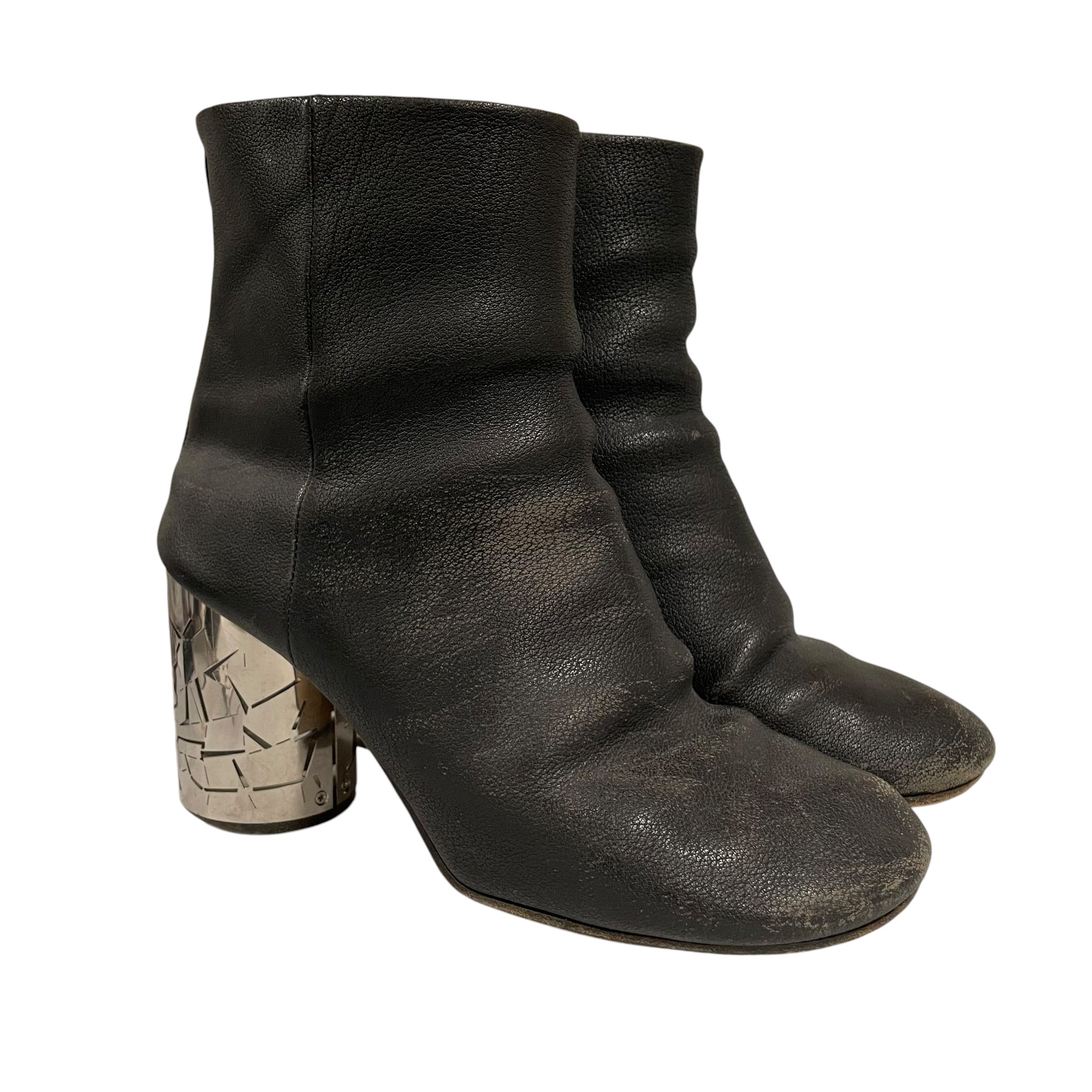 Martin Margiela/Boots/EU 41/Leather/BLK/CRACKED SILVER HEEL view 1