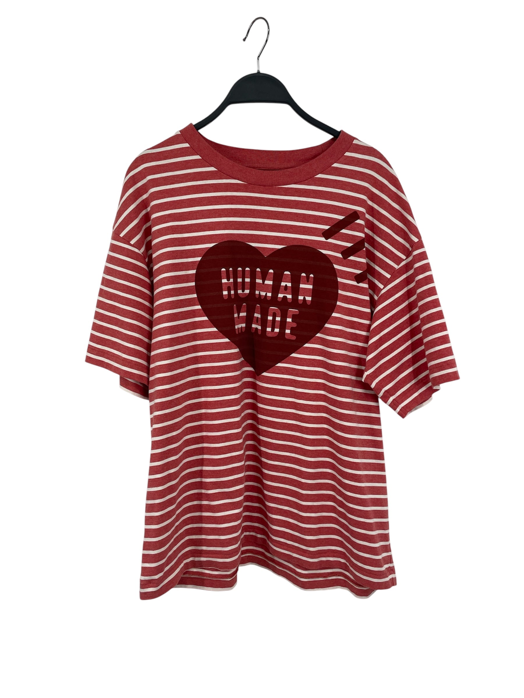 HUMAN MADE/T-Shirt/L/Cotton/ORN/Stripe/HUMAN MADE HEART/WHITE STRIPES view 1