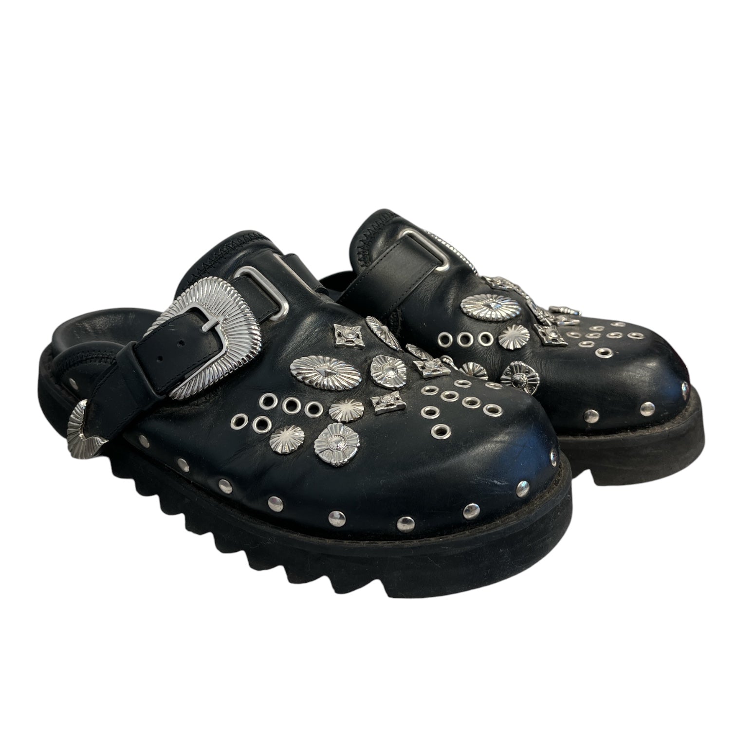 TOGA/Loafers/EU 41/Leather/BLK/ virils silver hardware mules view 1