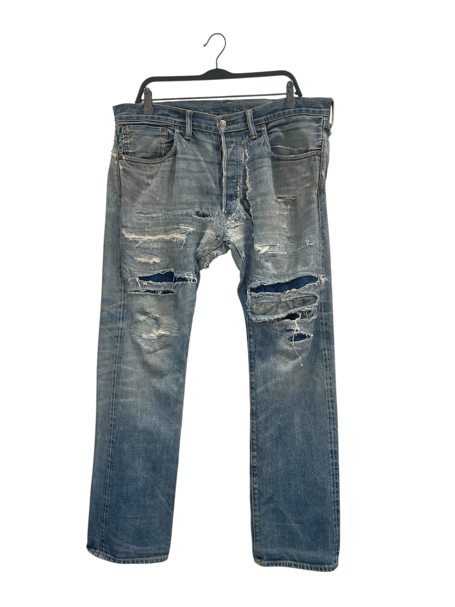 RRL/Pants/36/Denim/IDG/All Over Print/DISTRESSED view 1