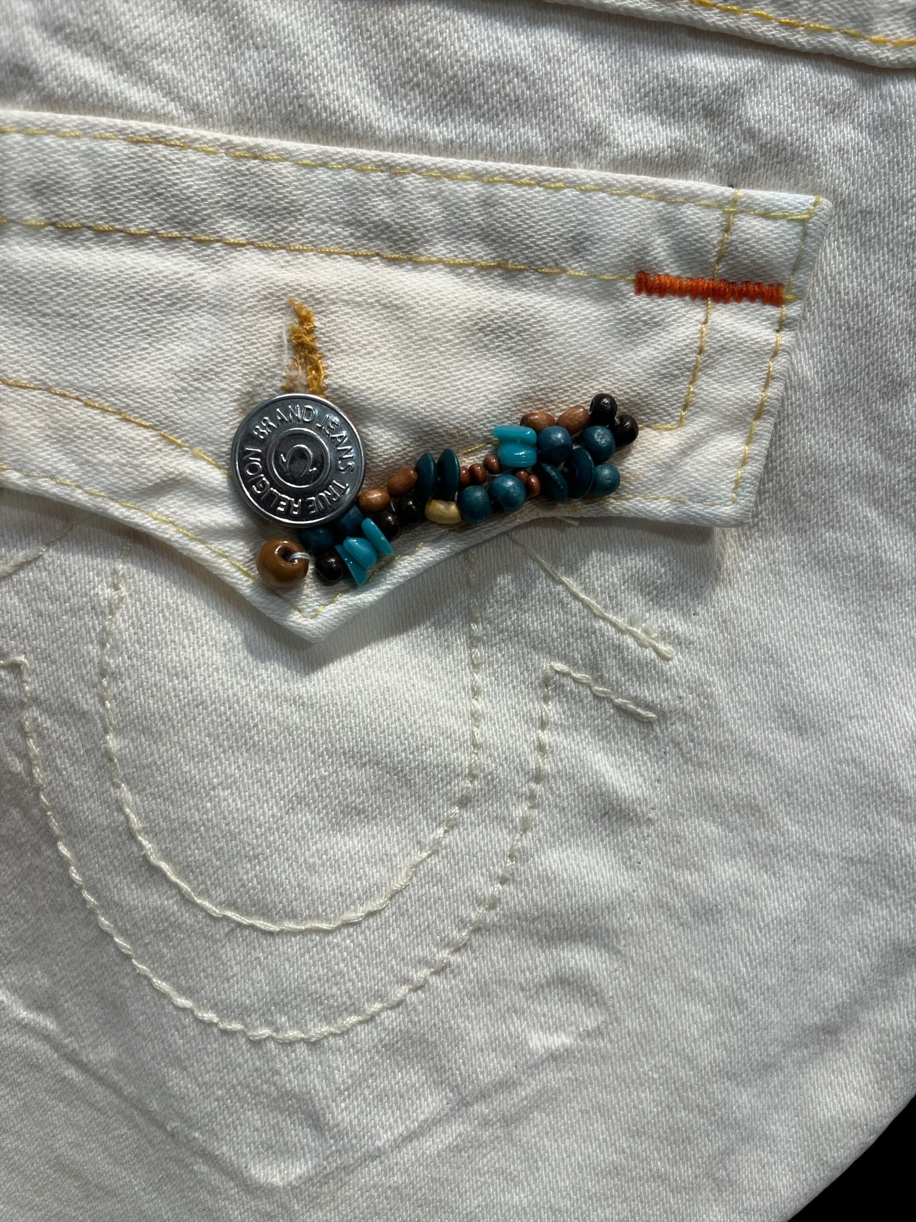 TRUE RELIGION/Shorts/29/Cotton/CRM/COLOR BEADED POCKETS view 4