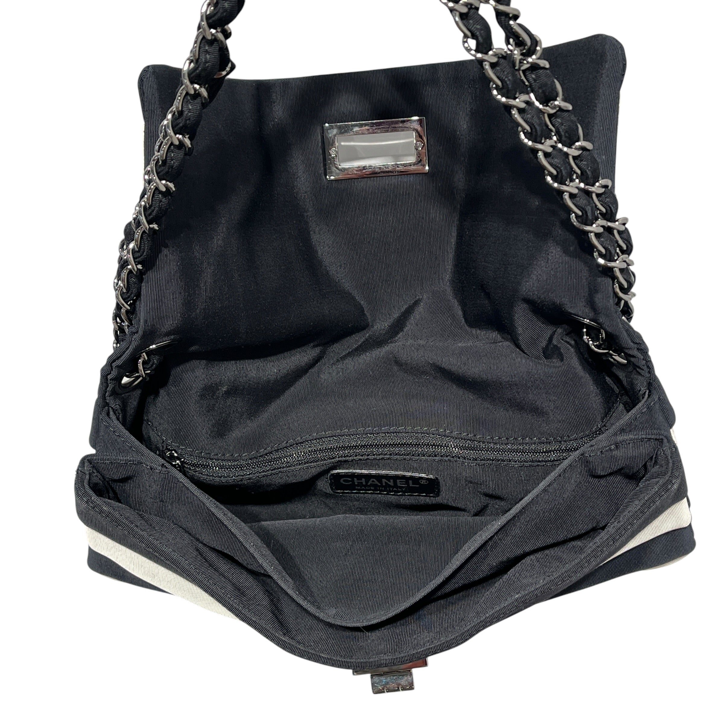 CHANEL/Hand Bag/Stripe/BLK/Striped Reissue Flap Bag Cloth view 4