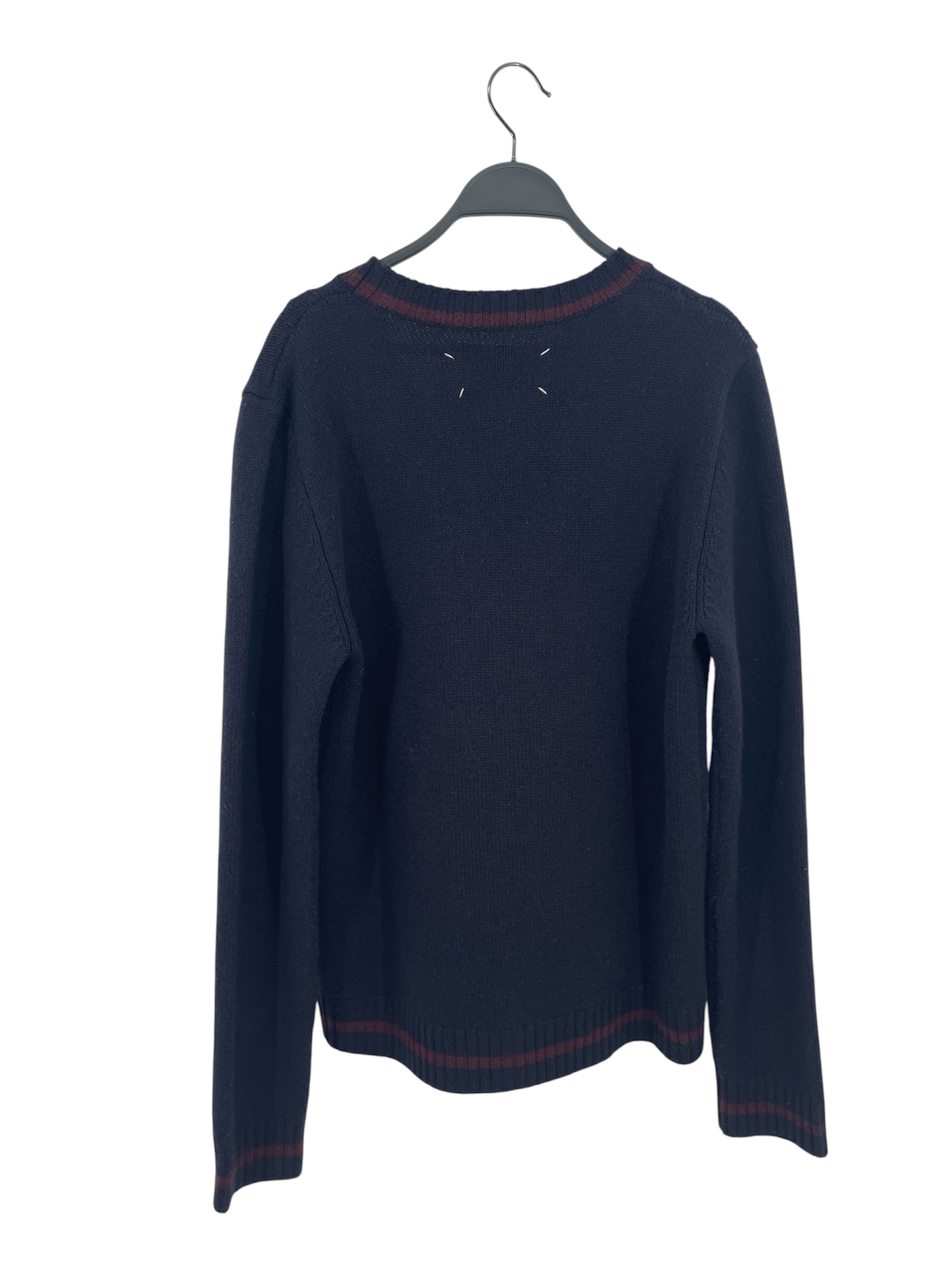 Maison Margiela/Cardigan/M/Wool/NVY/V NECKLINE/RED STRIPES view 2
