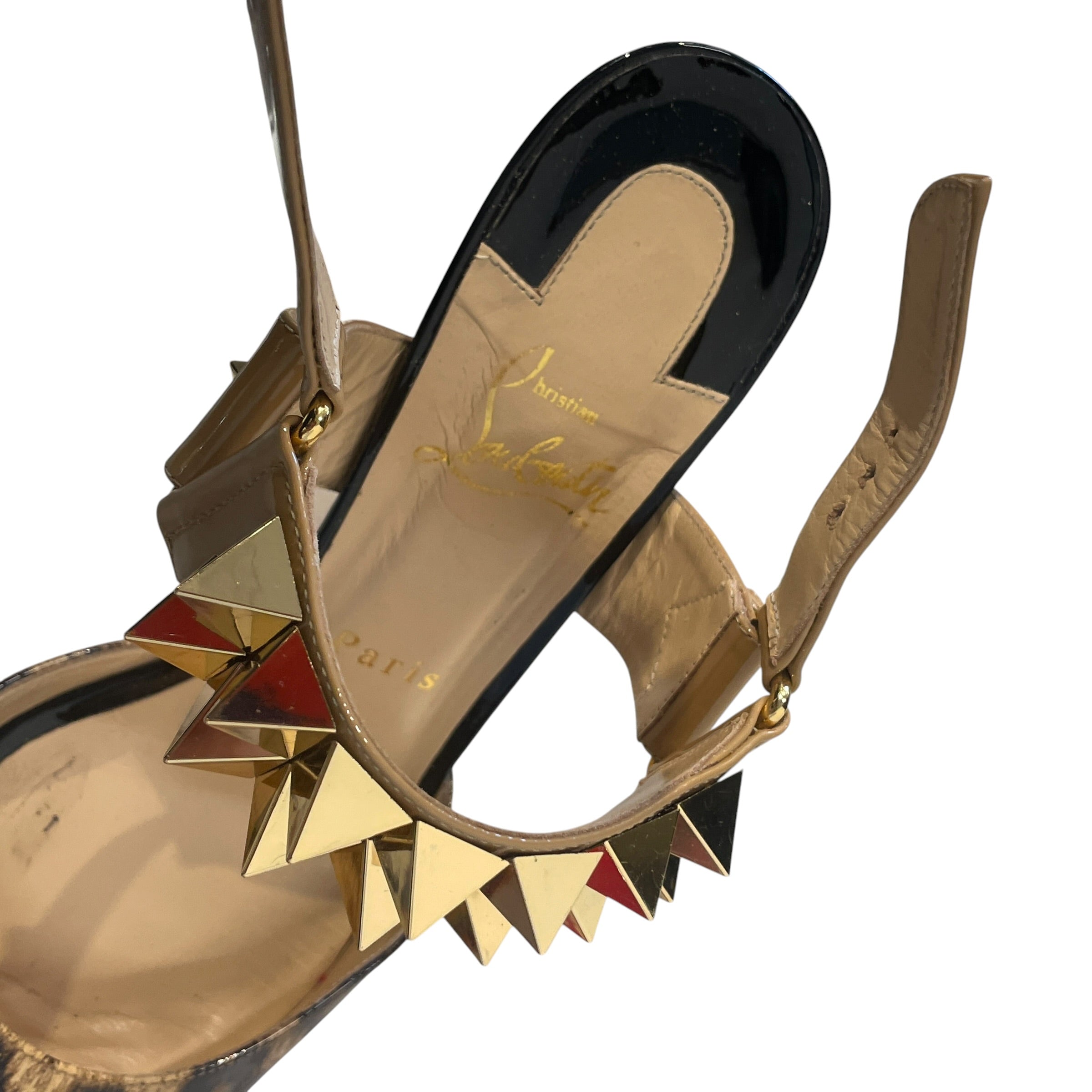 Christian Louboutin/Sandals/EU 38.5/Leopard/Leather/BRW/ZIGGOO SPIKE HEEL view 4