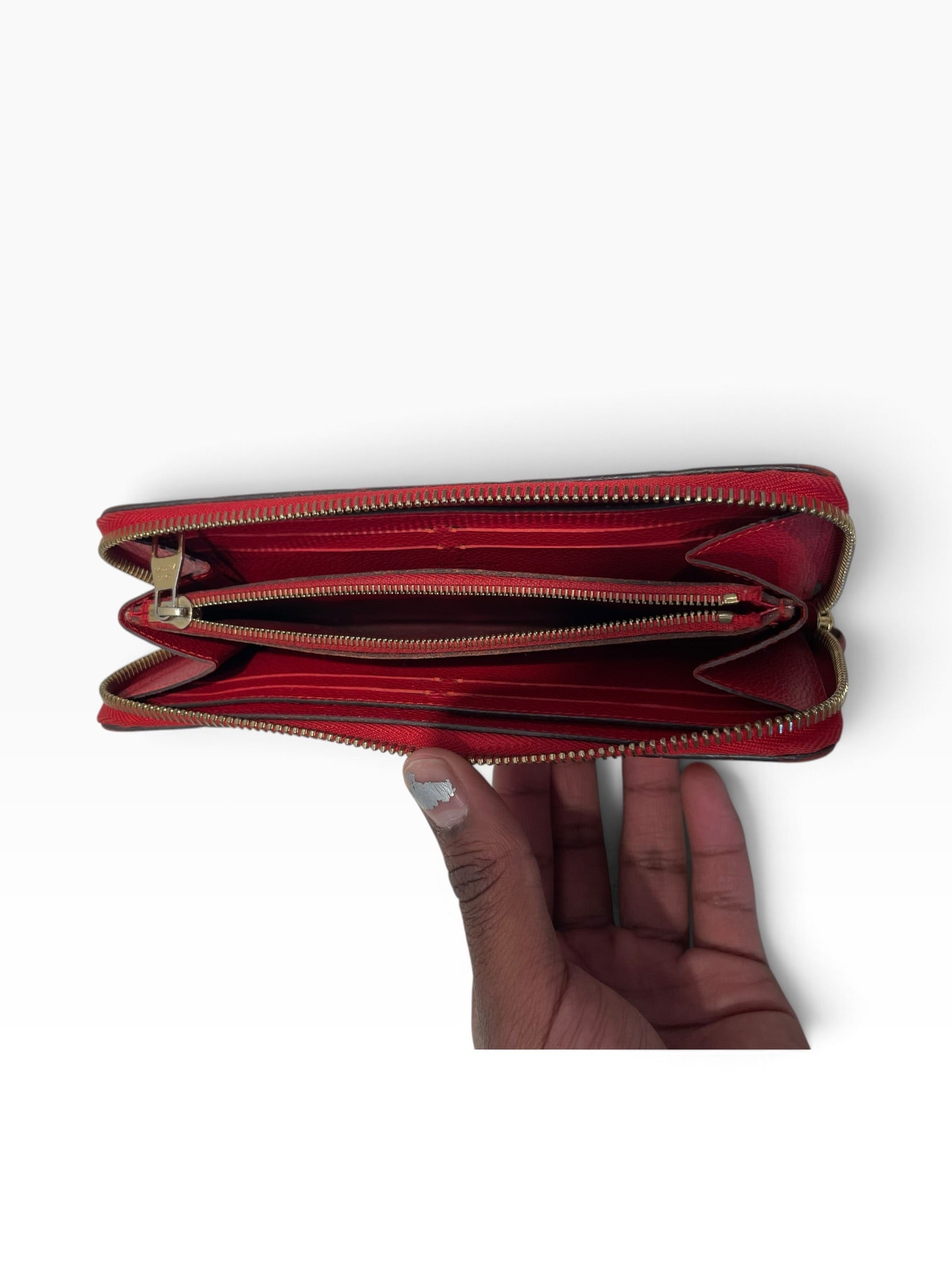 LOUIS VUITTON/Long Wallet/Monogram/RED/L's/zip around clemence view 3