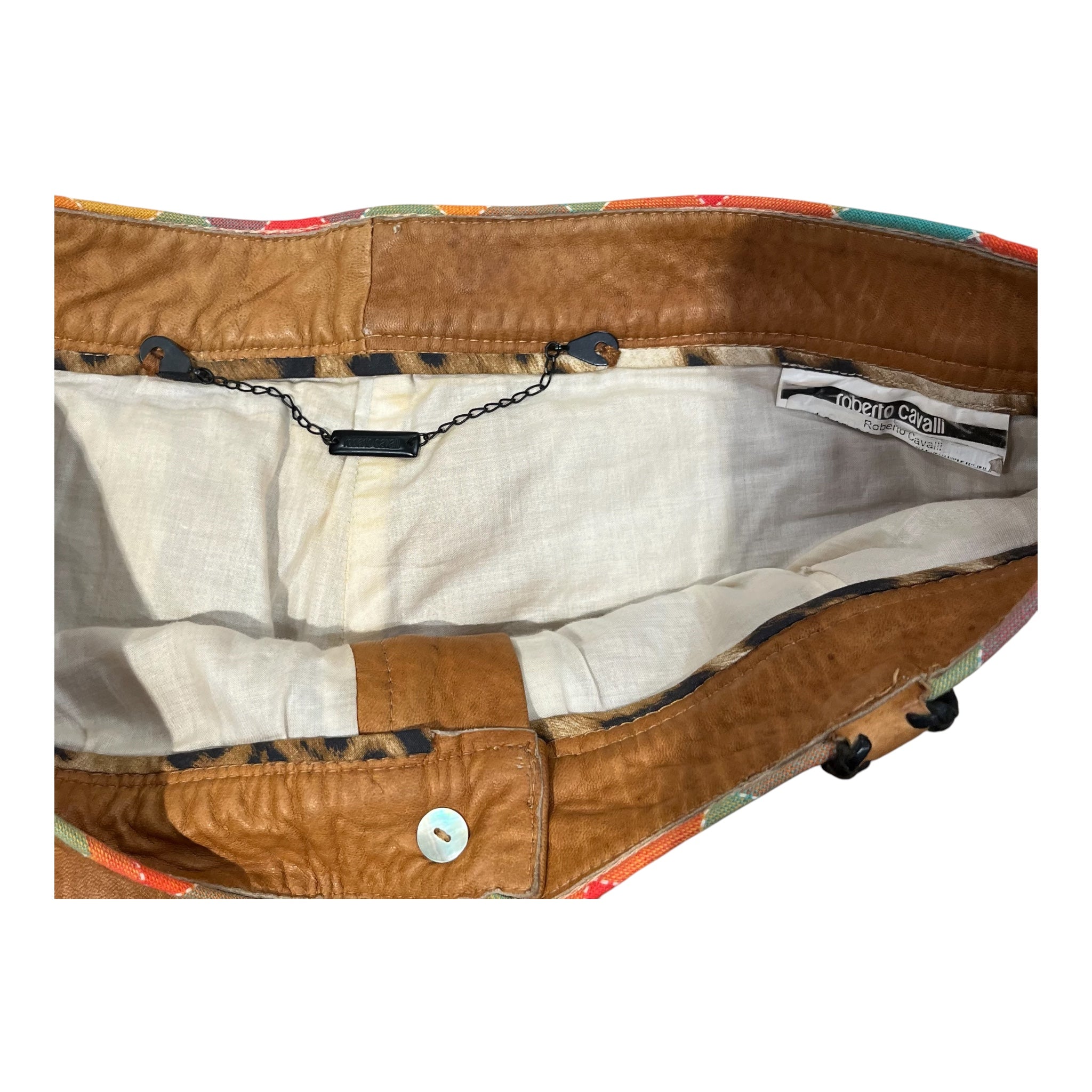 roberto cavalli/Straight Pants/8/Leather/CML/buckle back view 7
