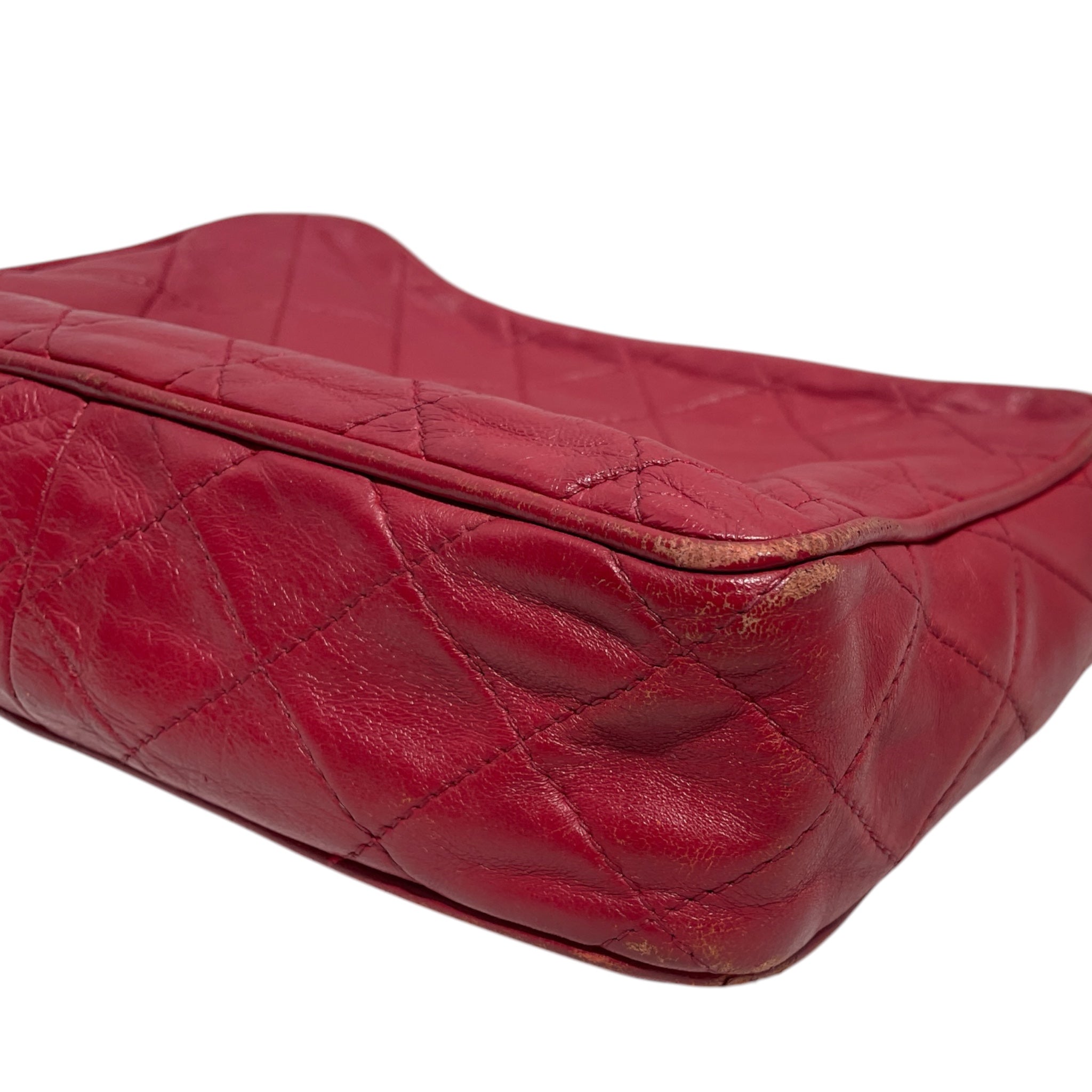 CHANEL/Cross Body Bag/Leather/RED/ view 4
