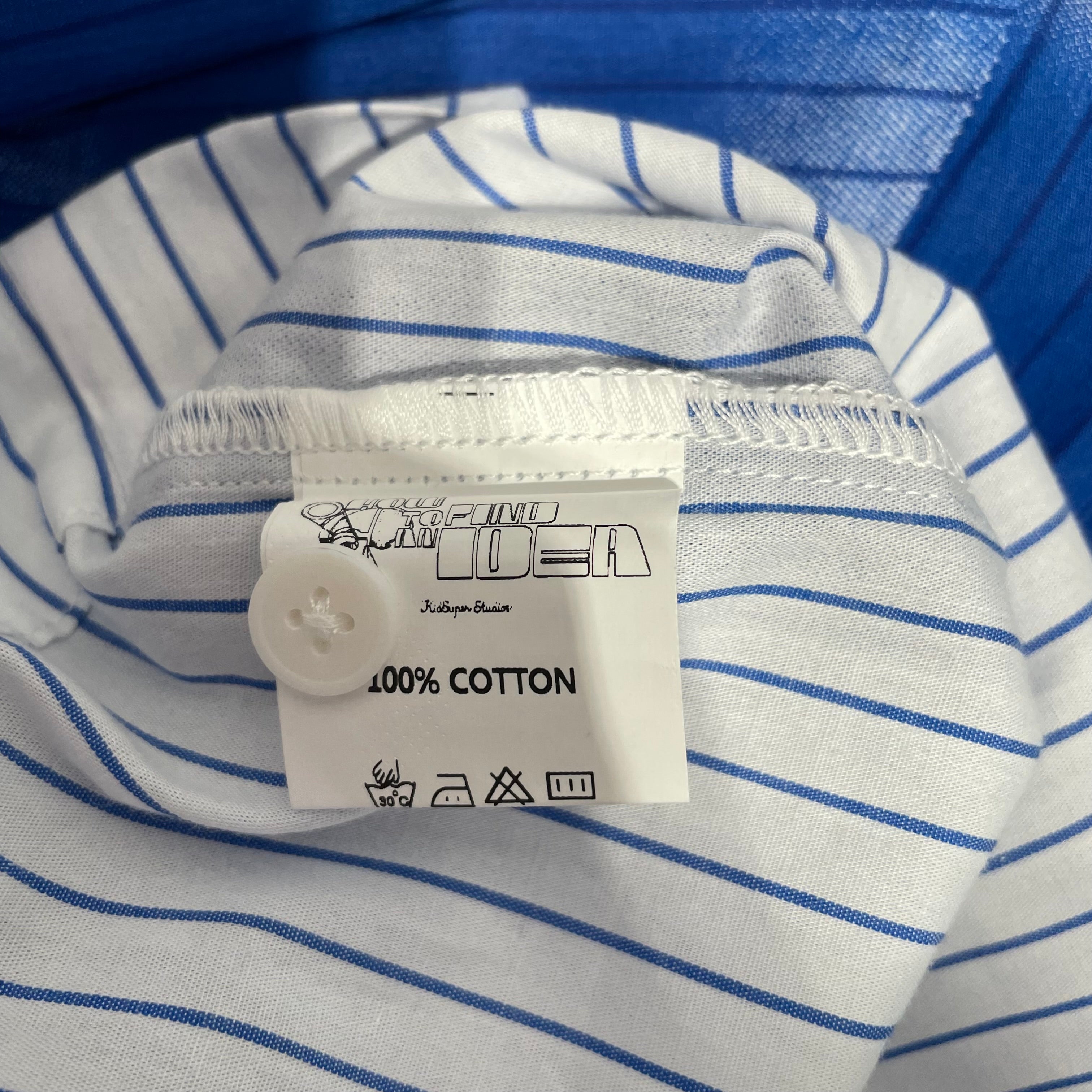 KIDSUPER STUDIOS/LS Shirt/XXL/Cotton/BLU/Stripe/SPRAY PAINT FACE GRAPHIC view 4