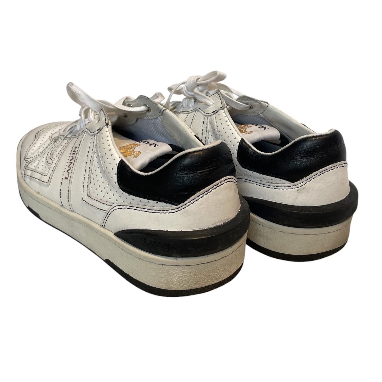 LANVIN/Low-Sneakers/EU 40/Cotton/WHT/blk heel/blk outline view 2