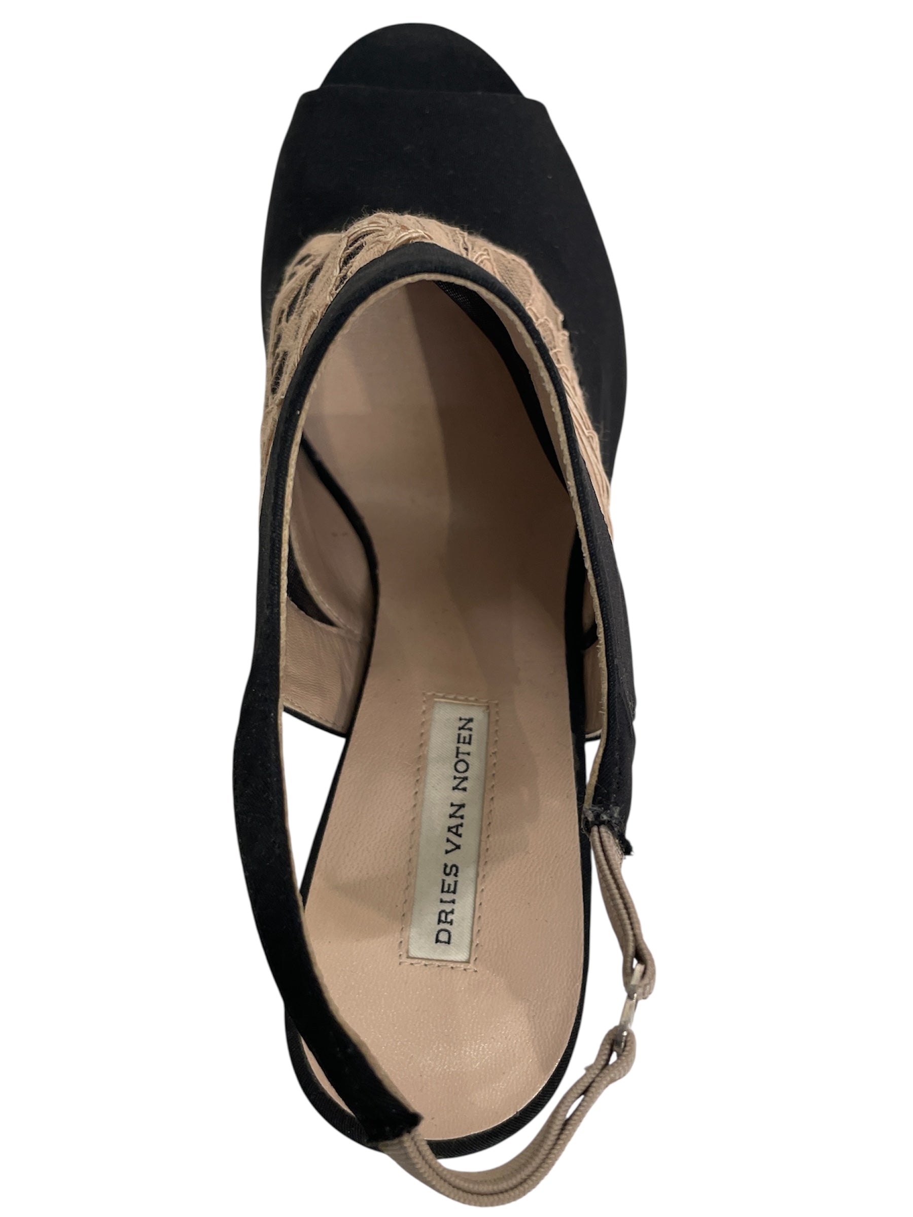 DRIES VAN NOTEN/Heels/EU 35.5/Polyester/BLK/LACE FRONT STRAP BACK HEEL view 3