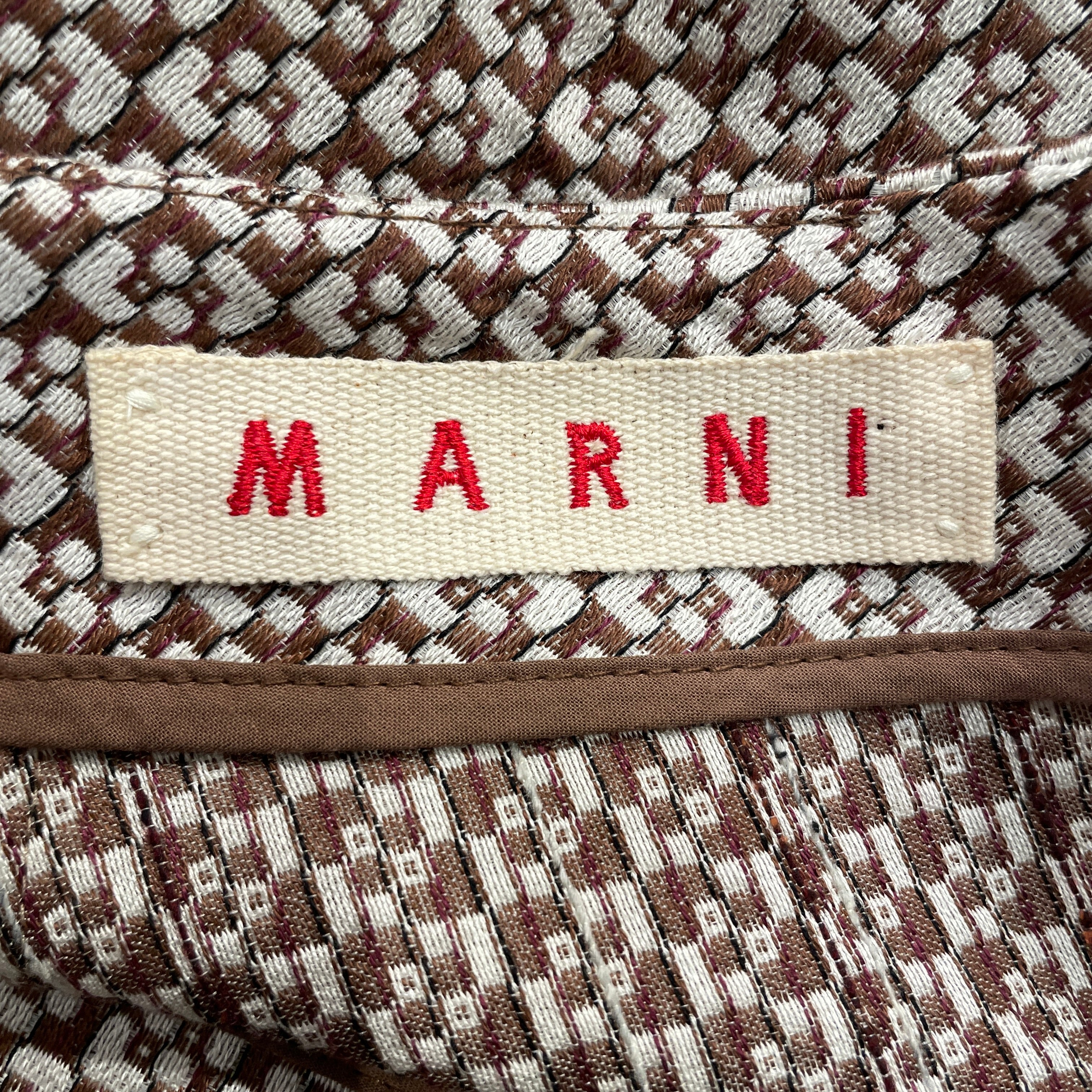 MARNI/Skirt/38/All Over Print/Cotton/MLT/Midi Length/COTTON SILK BRW WHT SQUARES view 3