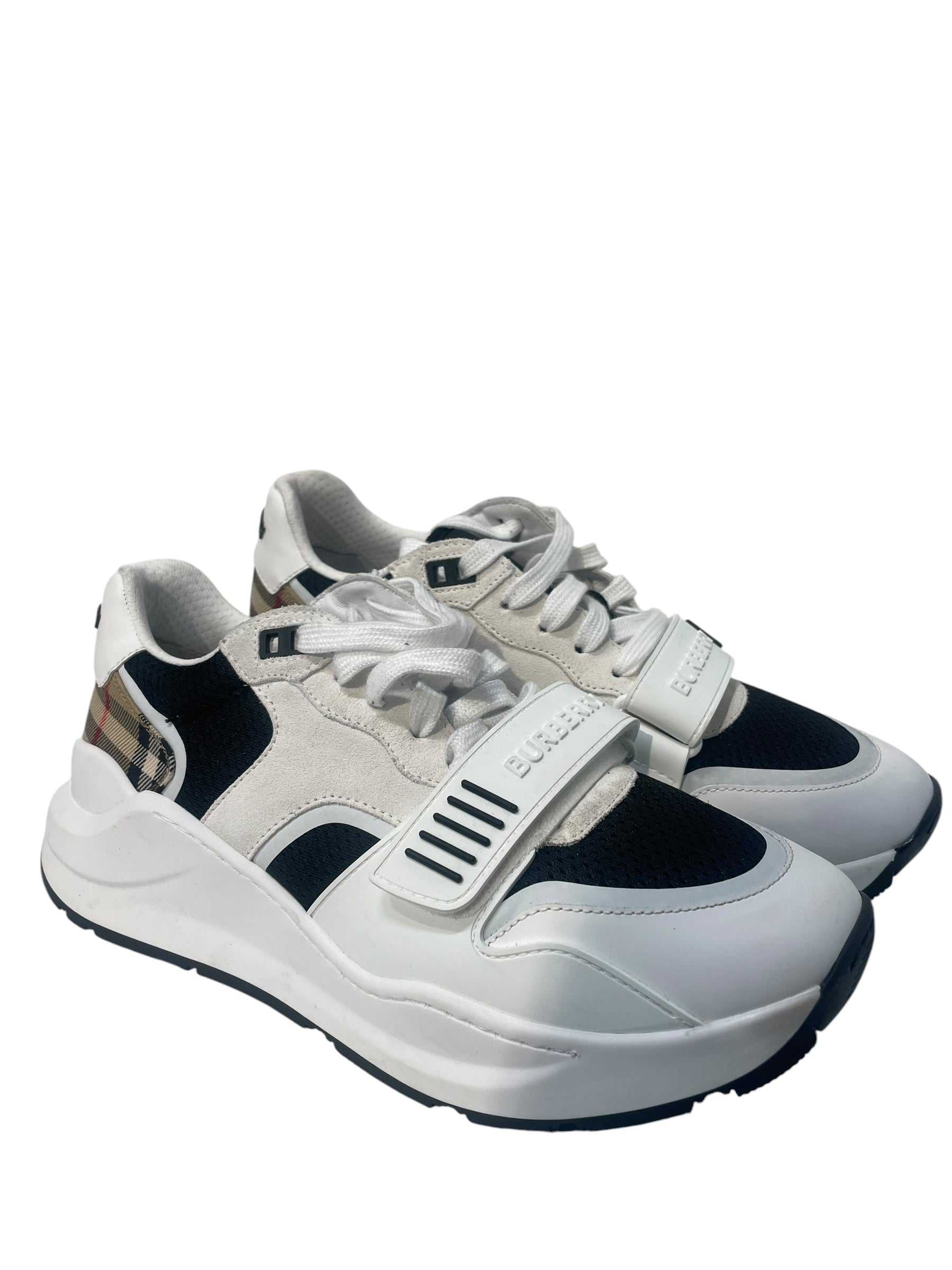BURBERRY LONDON/Low-Sneakers/EU 42/Glen Check/Nylon/WHT/Straight Tip/Ramsey view 1