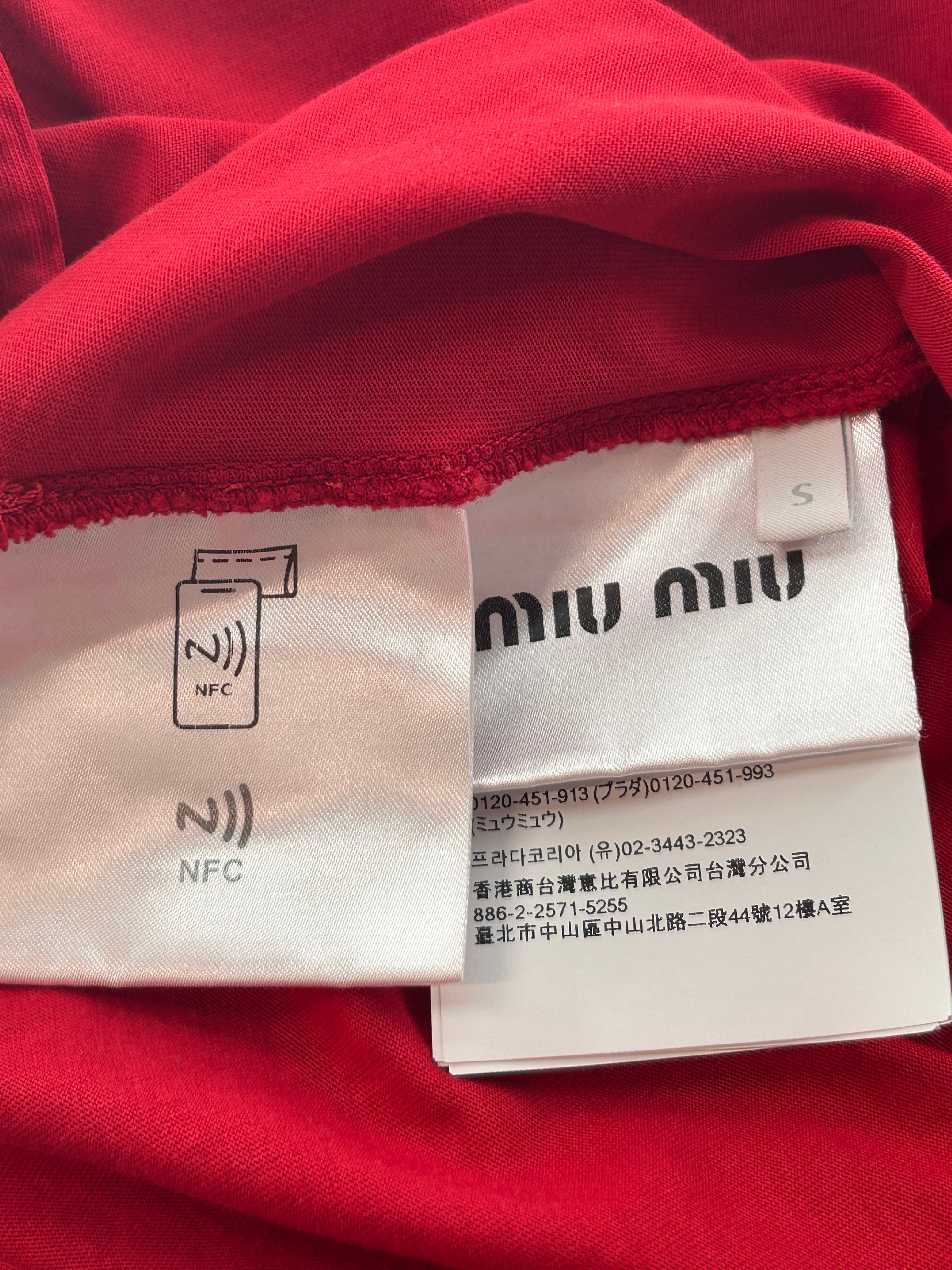 MIU MIU/LS T-Shirt/S/Cotton/RED/MICRO LOGO BLK PATCH view 3