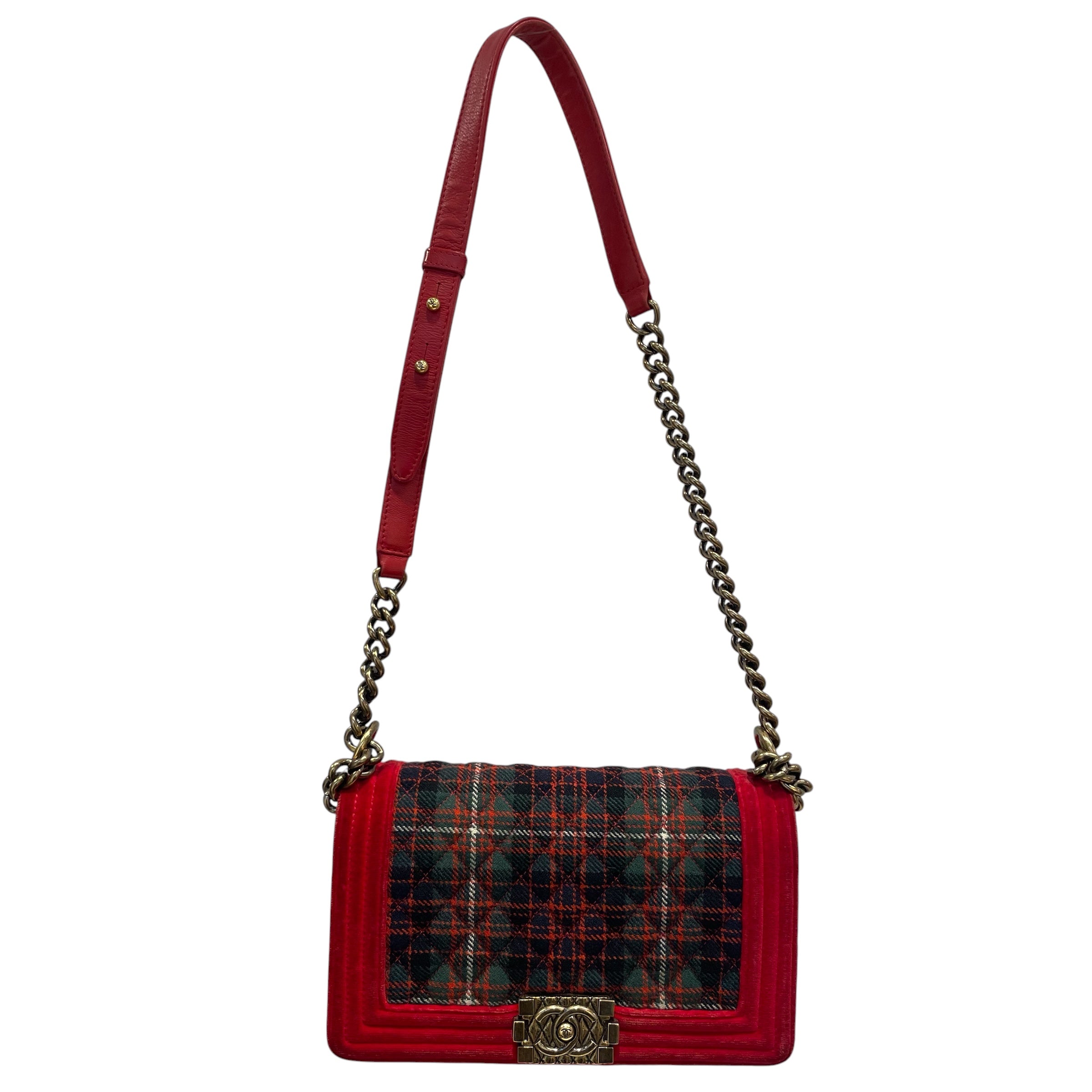 CHANEL/Hand Bag/Plaid/RED/Boy Bag Plaid view 1