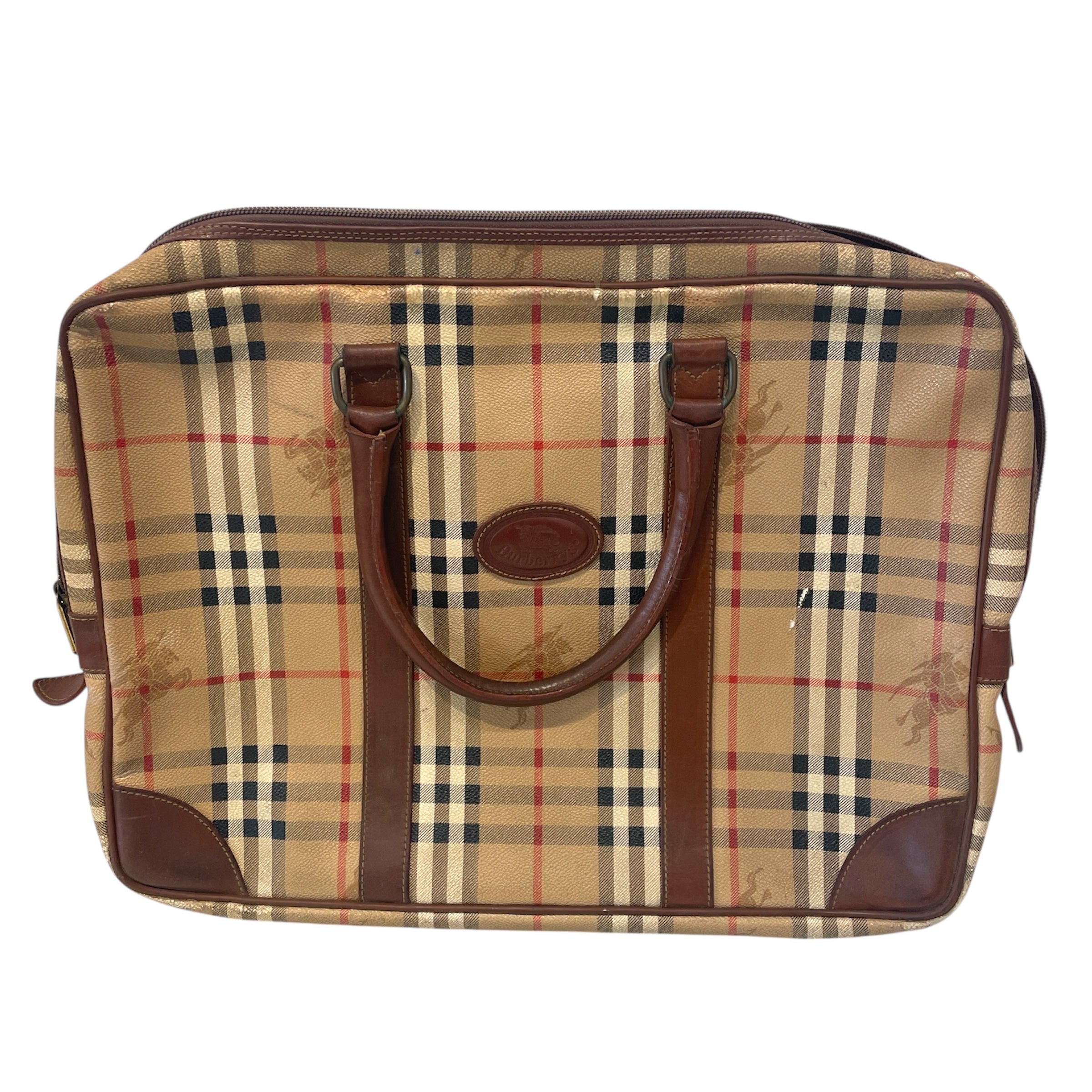 BURBERRYS/Briefcase/Hombre Check/Leather/BEG/vintage view 3