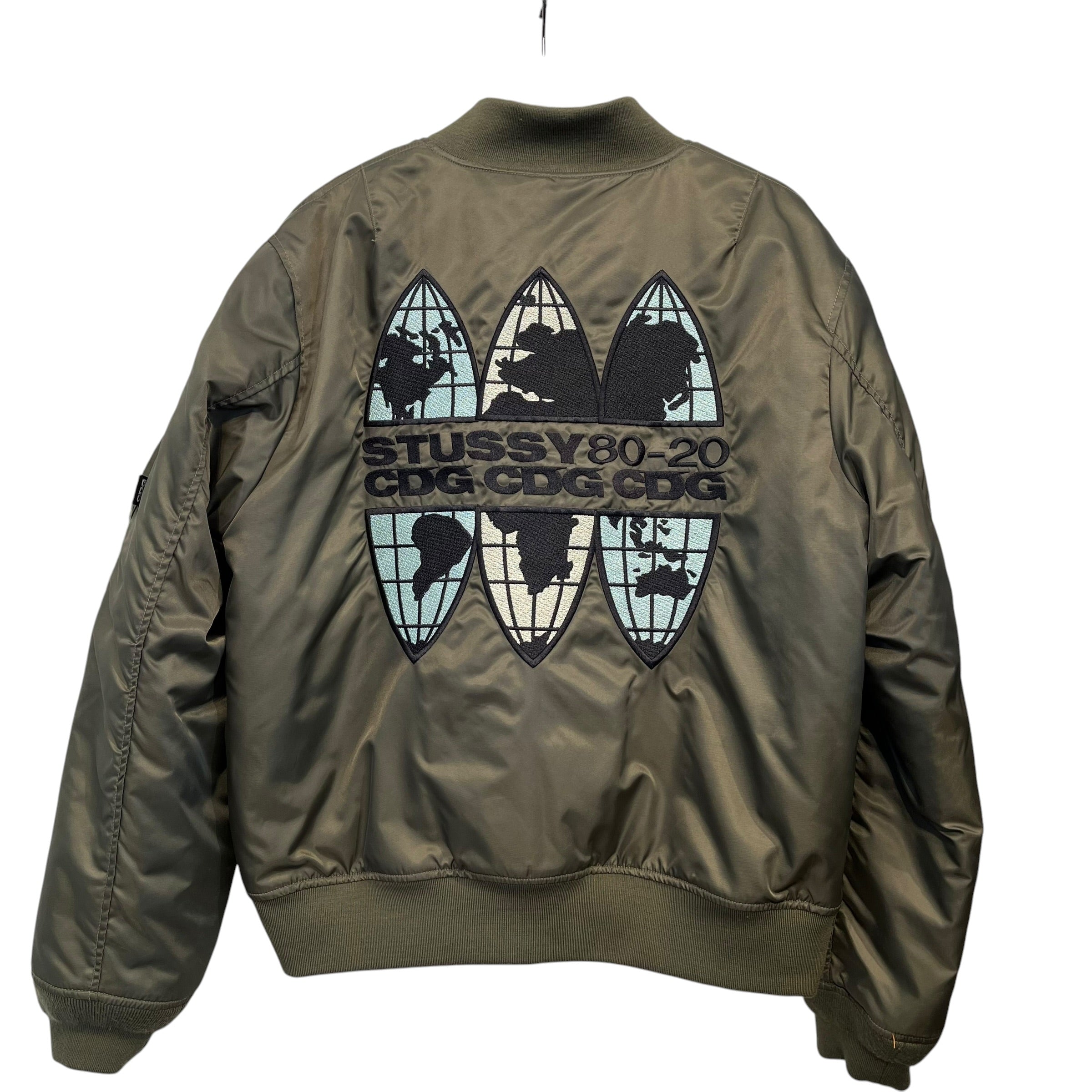 STUSSY/COMME des GARCONS/Jacket/L/Nylon/GRN/stussy 80-20 CDGCDGCDG bomber view 2