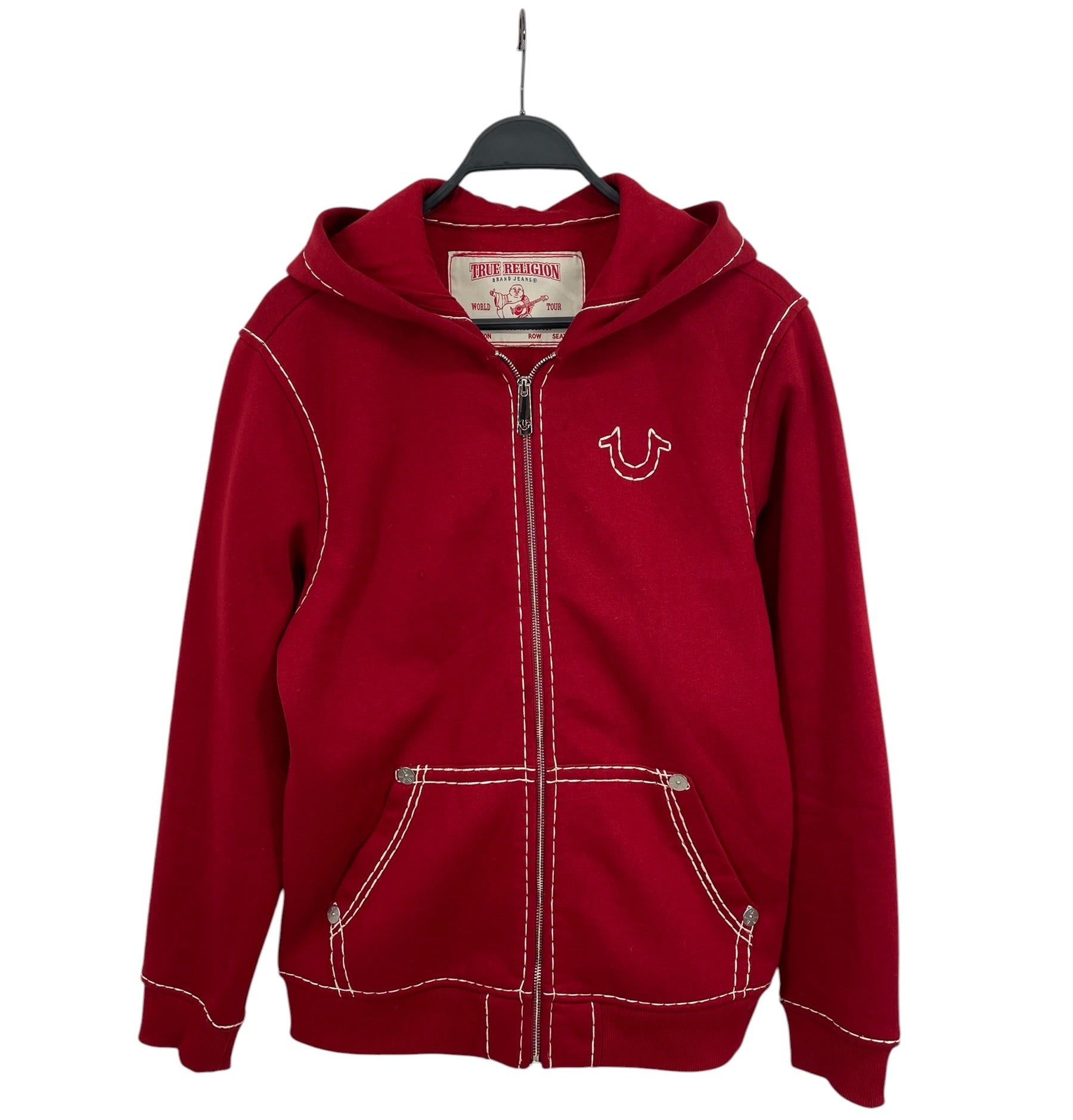 TRUE RELIGION/Hoodie/Cotton/RED/WHITE ACCENT STITCHING view 1