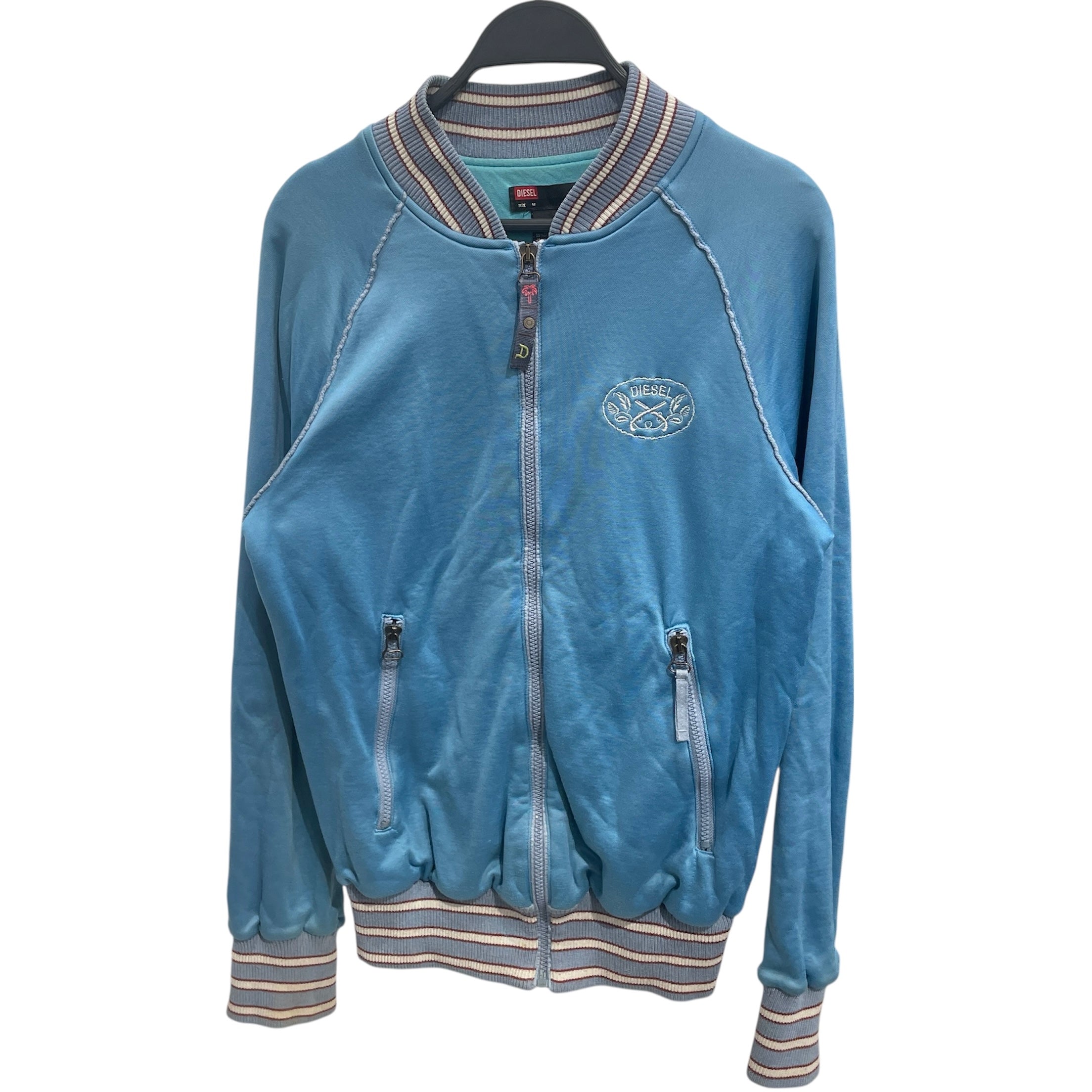 DIESEL/Baseball Jkt/M/Cotton/BLU/CROSSEDGUNLOGO/STRIPEDCOLLAR view 1