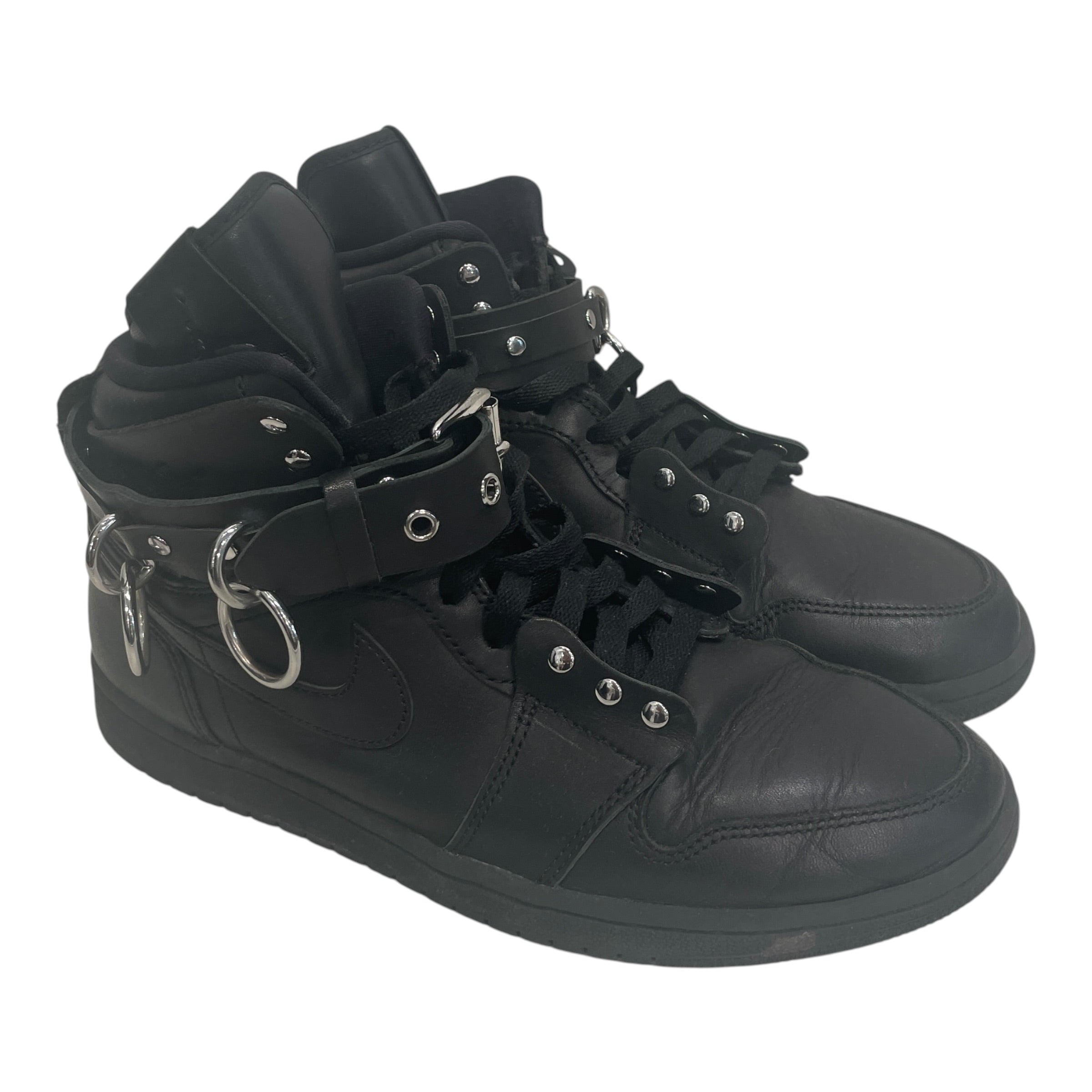 NIKE/COMME des GARCONS/AIR JORDAN 1 HI STRAP SP-C/Hi-Sneakers/US 9/Leather/BLK/CN5738-001 view 1