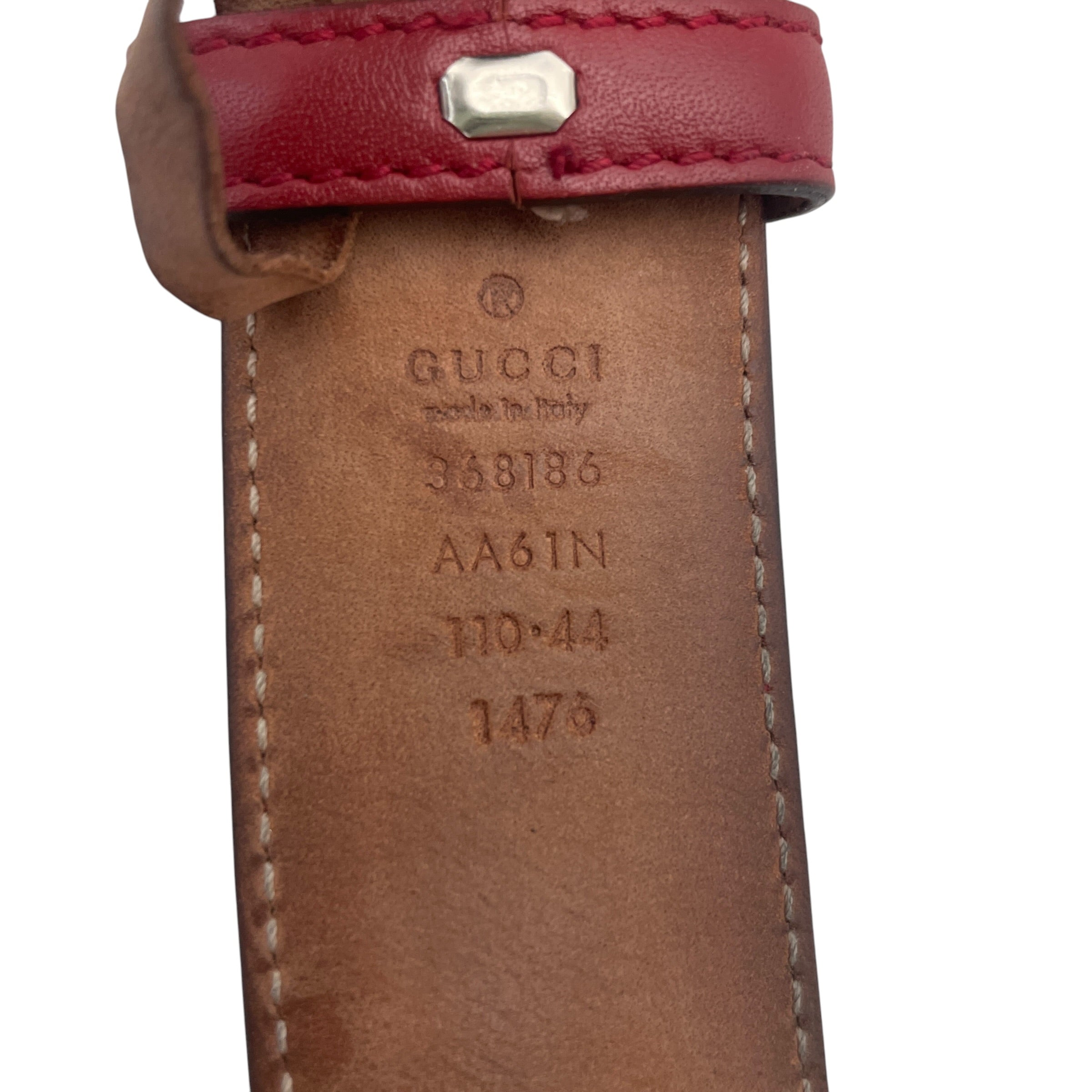 GUCCI/Belt/Monogram/Leather/RED/M's/ view 3