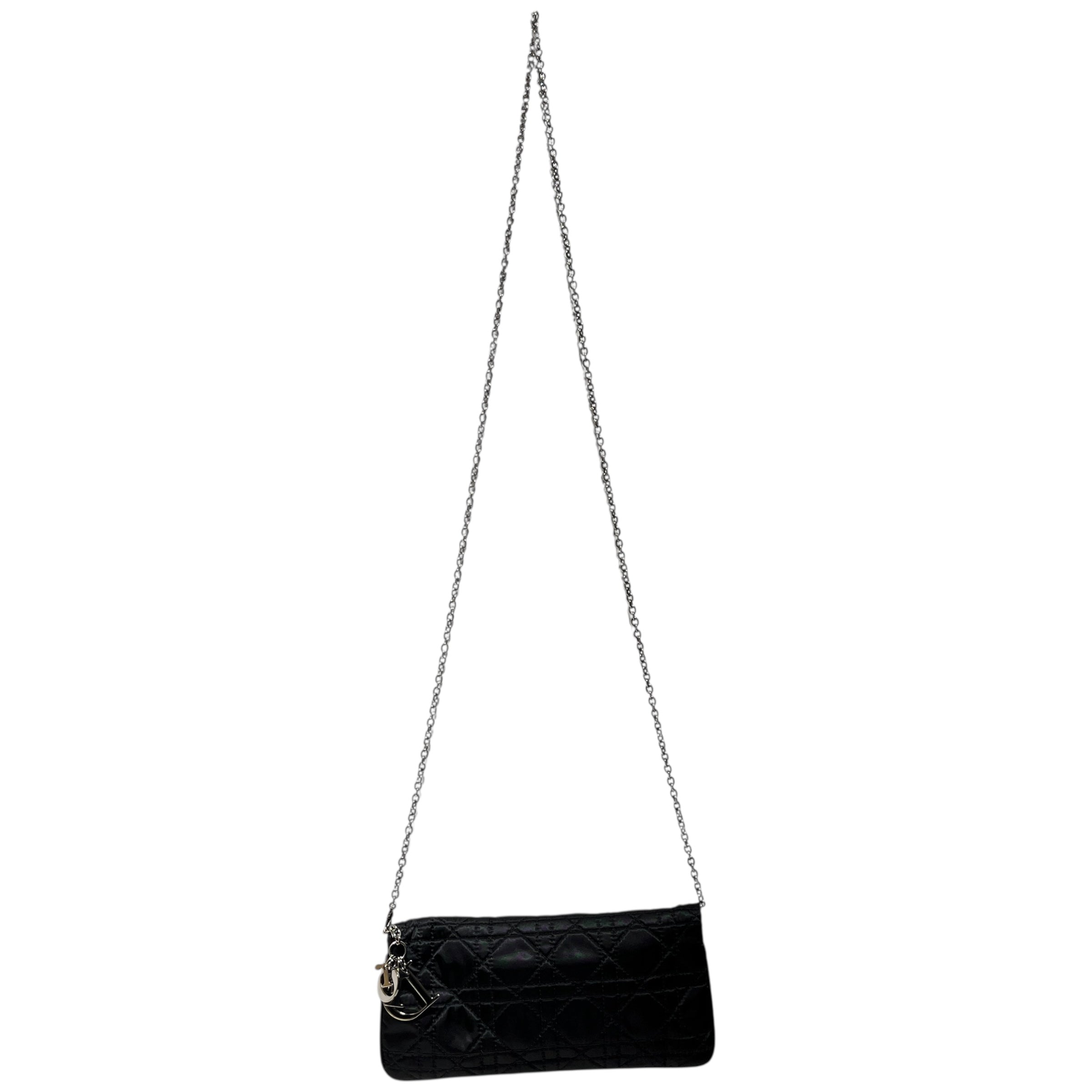 Christian Dior/Cross Body Bag/Cotton/BLK/LADY DIOR CANNAGE/ SILVER view 3