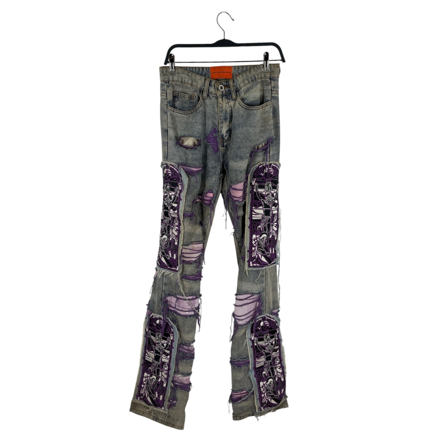 WHO DECIDES WAR/Bootcut Pants/28/Denim/BLU/All Over Print/MRDR  BRVDO/ PURPLE/ DISTRESSE view 1