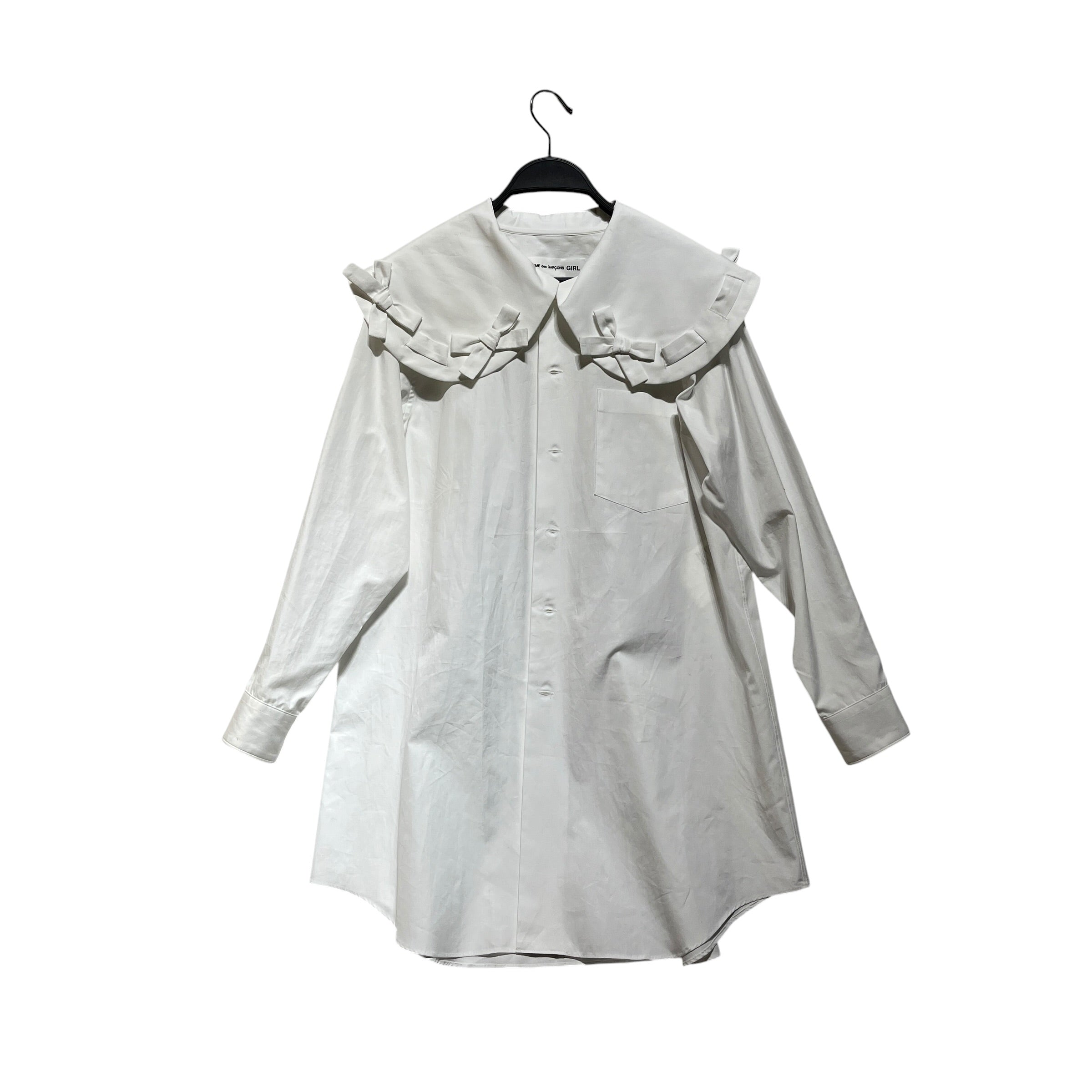 COMME des GARCONS GIRL/LS Dress/XS/Cotton/WHT/bow peter pancollar view 1