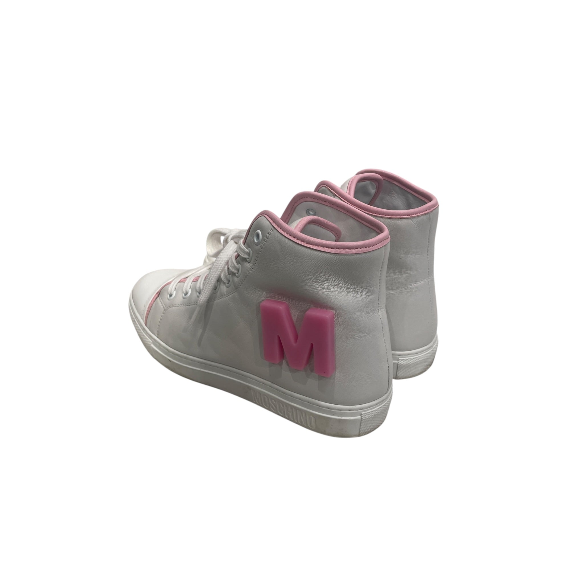 MOSCHINO/Hi-Sneakers/US 7.5/Leather/WHT/BIGPINKM view 2