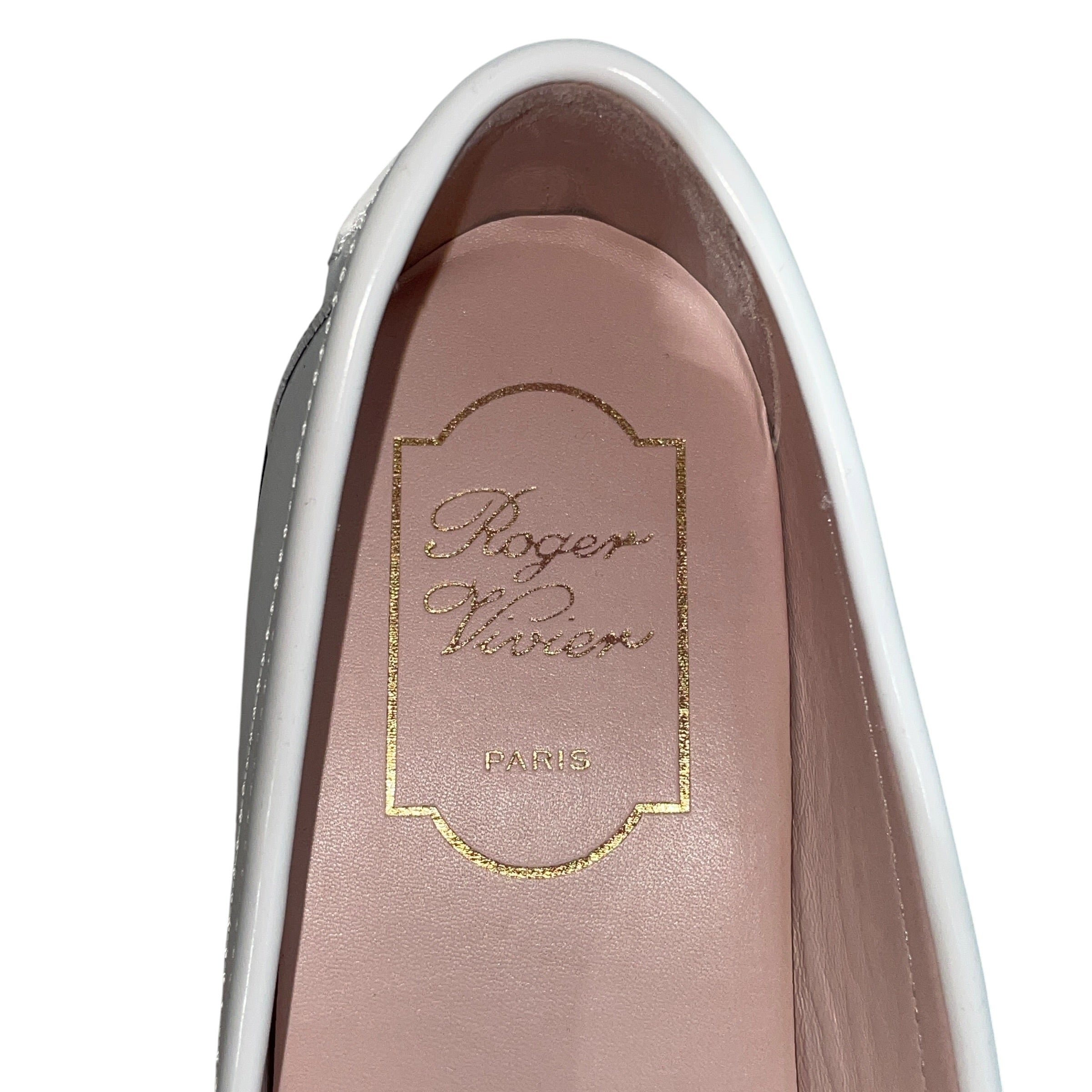 Roger Vivier/Loafers/EU 38/Leather/WHT/Slip-on/White Patent Buckled Loafers view 3