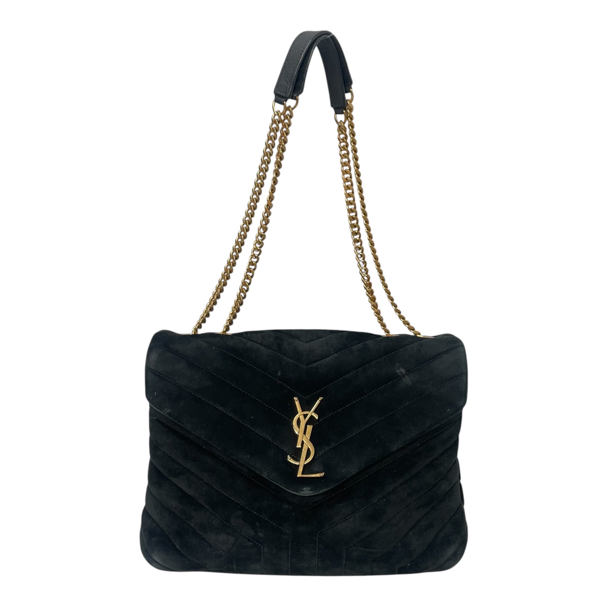 YVES SAINT LAURENT/Cross Body Bag/Suede/BLK/LouLou Bag view 1