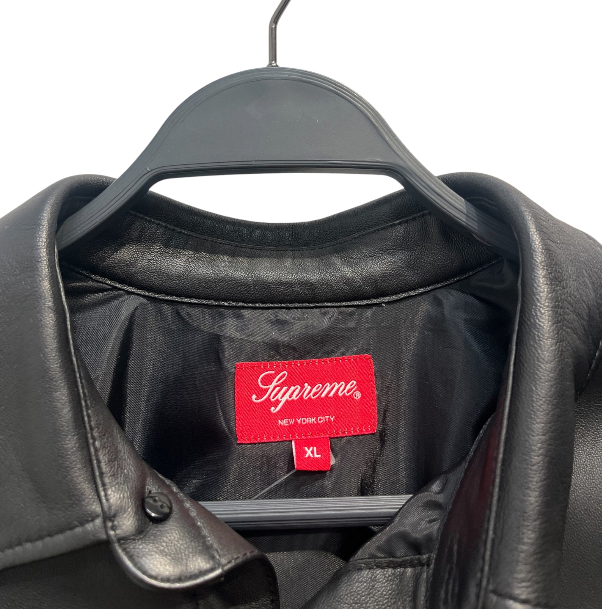 Supreme/Leather Jkt/XL/Leather/BLK/button up lamb leather view 3