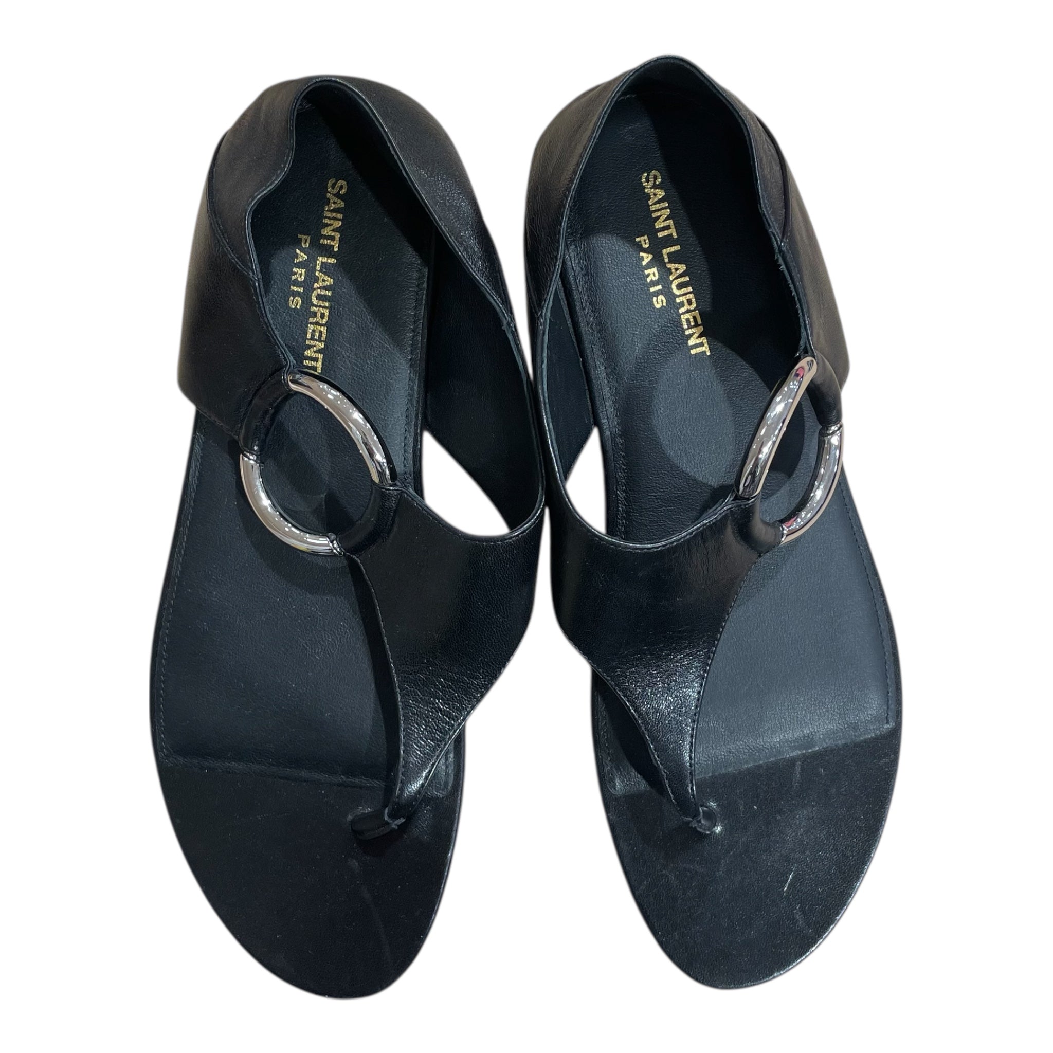SAINT LAURENT/Sandals/EU 39.5/Leather/BLK/SILVER CIRCLE HARDWARE view 5