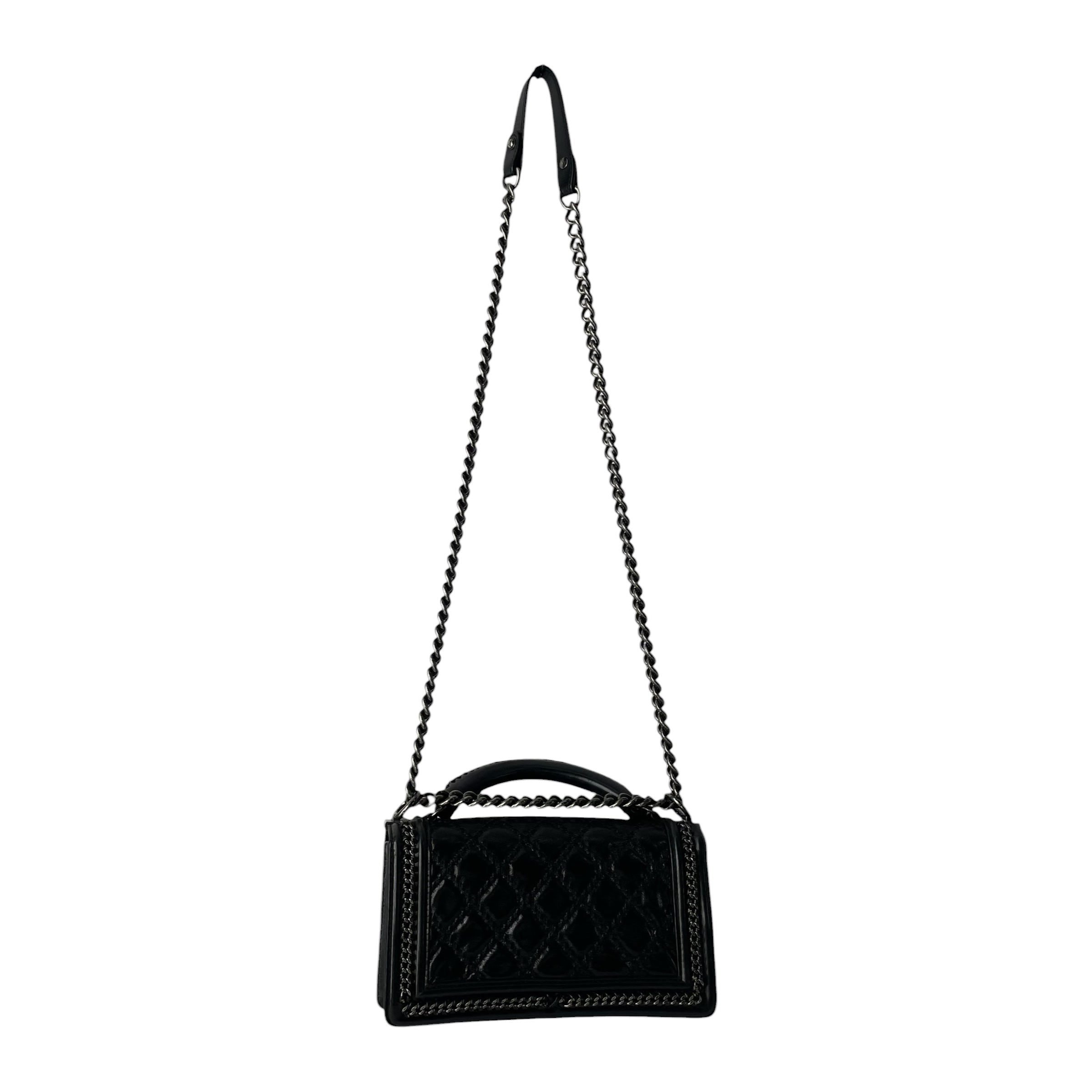 CHANEL/Cross Body Bag/Leather/BLK/21206470 QUILTED CHAIN BORDER view 2