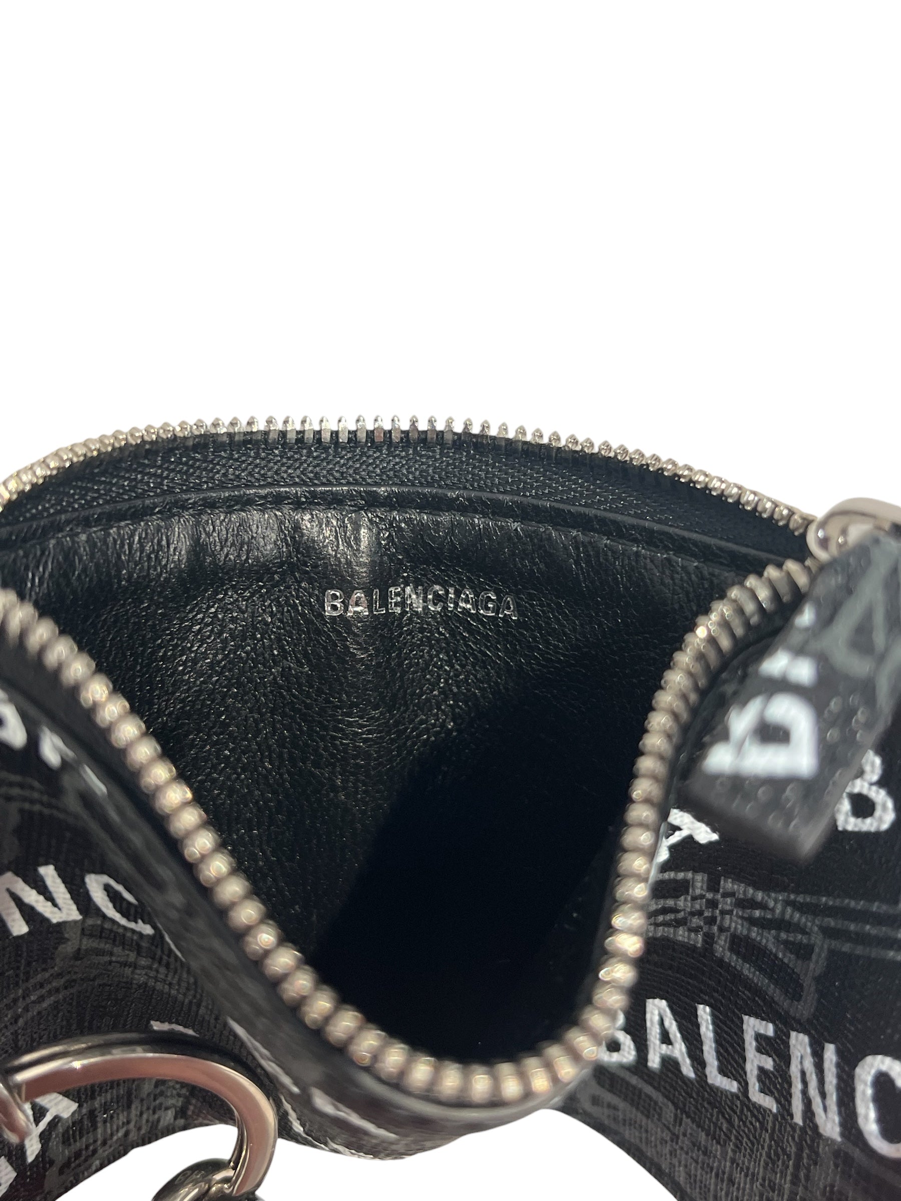 BALENCIAGA/Wallet/Monogram/Leather/BLK/bb white logo long straphandle view 3