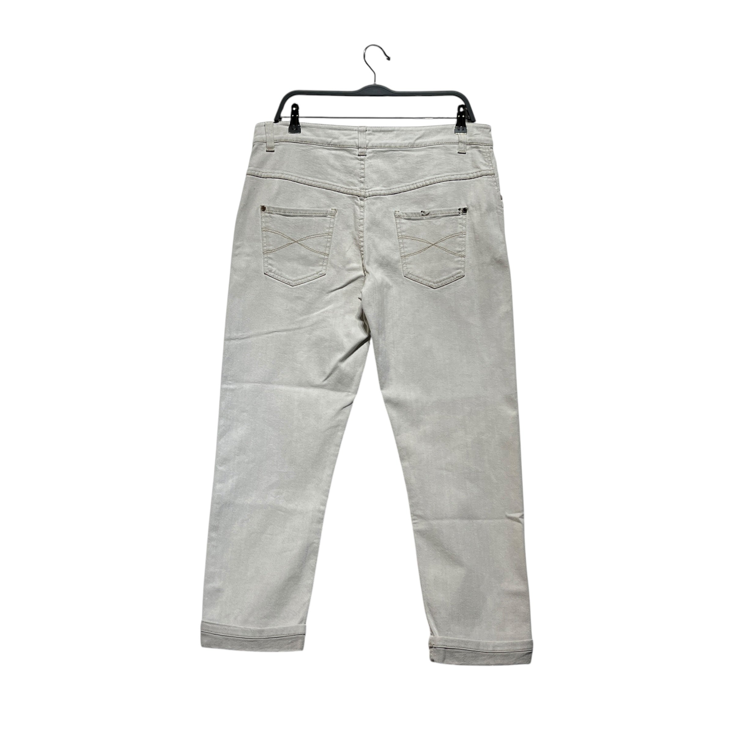 BRUNELLO CUCINELLI/Skinny Pants/8/Cotton/WHT/orange stitch view 2