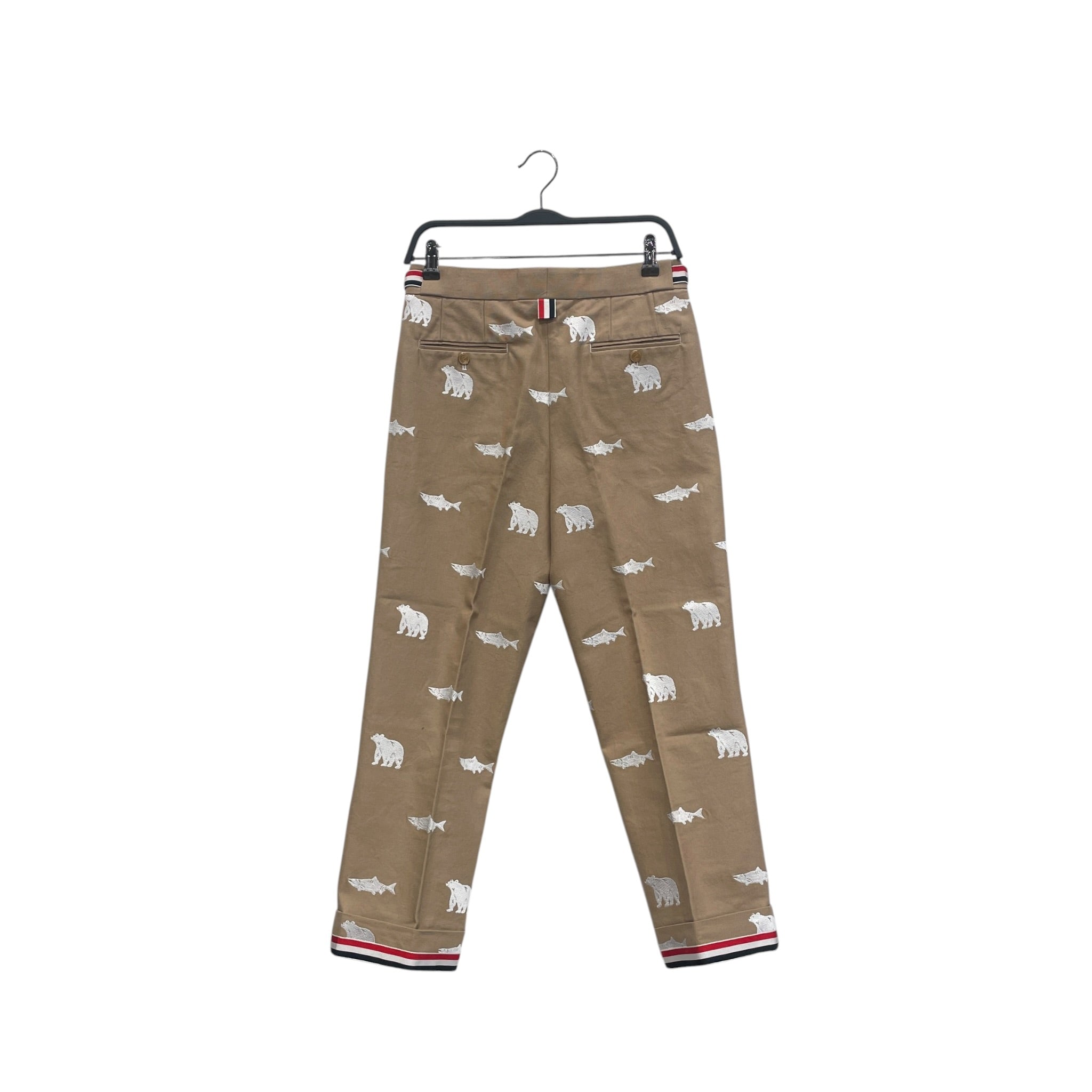 THOM BROWNE. NEW YORK/Straight Pants/38/Cotton/CML/All Over Print/BEAR/FISH EMBROIDERED view 2