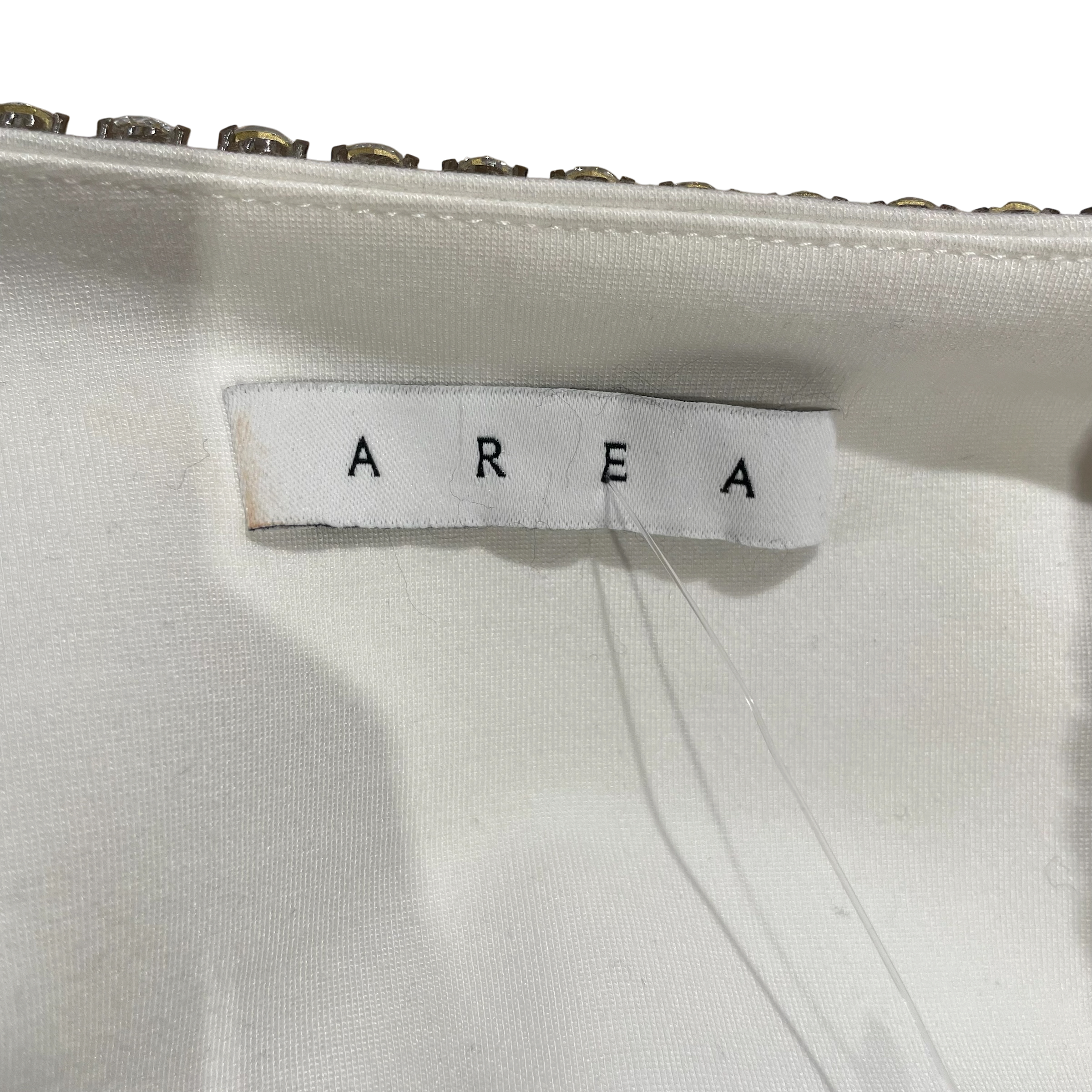 AREA/SL Dress/XS/Cotton/WHT/CRYSTAL BOW view 3